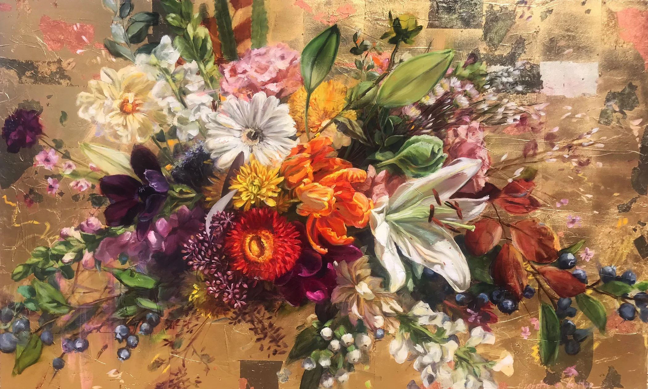 "Essence"  oil and gold leaf on wood panel. 36" x60" *sold