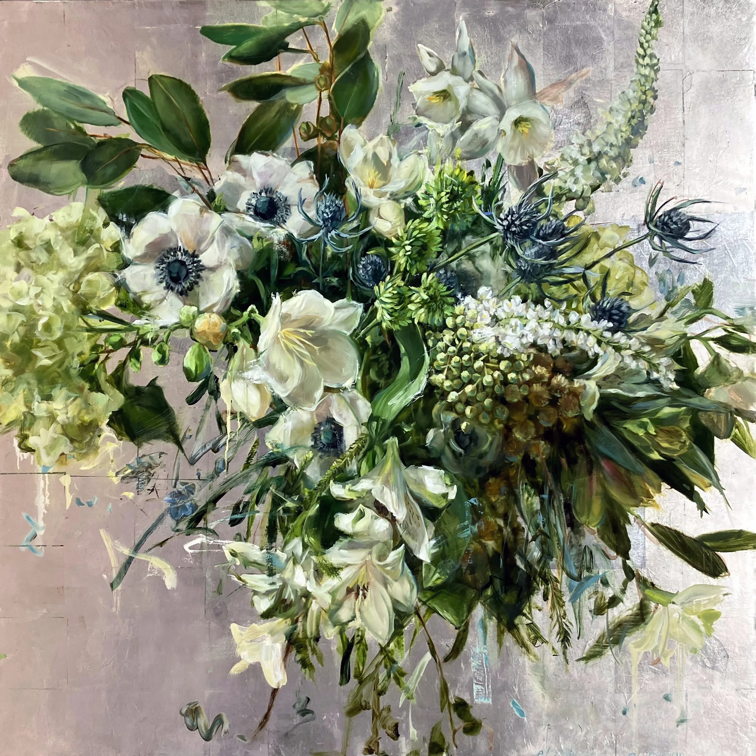 "Lightness" 40"x40" oil on silver leaf | sold