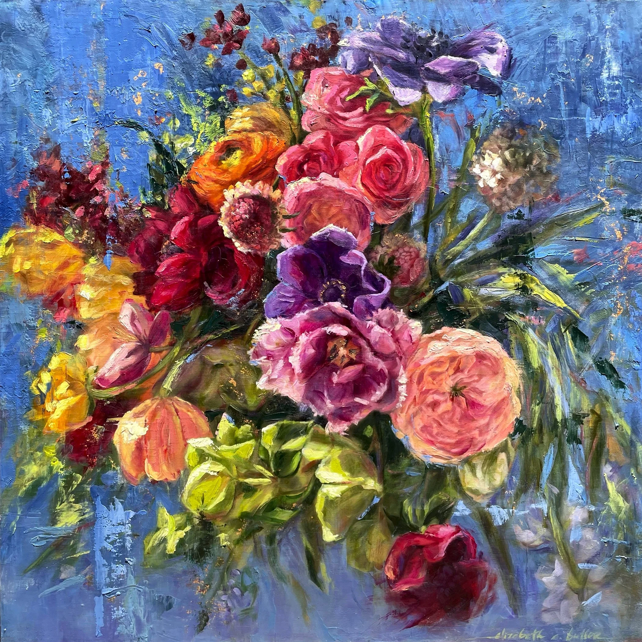 "Catching Light"  oil, gold leaf, and cold wax on wood panel. 30" x30" *sold