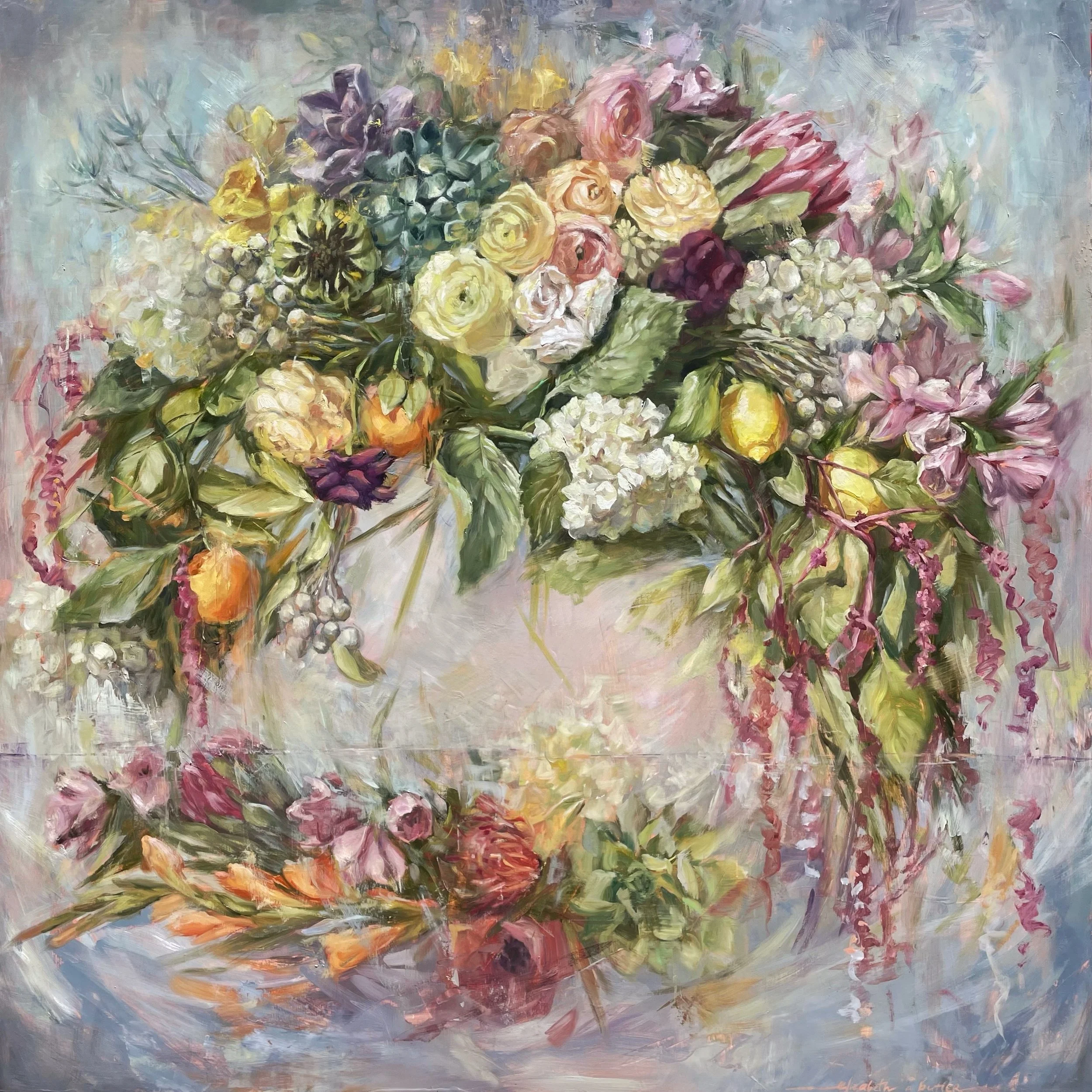 "Softening Into"  oil on wood panel  48" x48" available through Elizabeth Butler Fine Art
