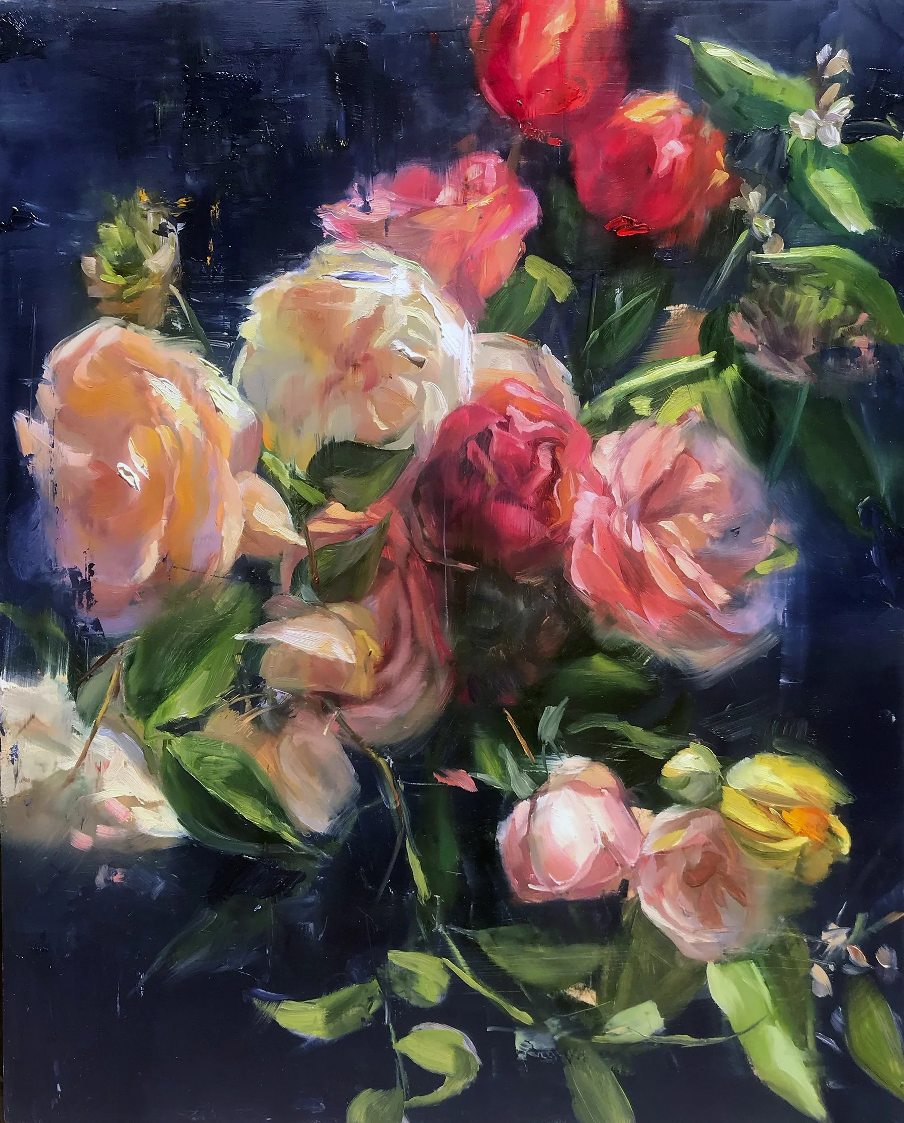 Anne's Roses. oil on wood panel  18"x24" *sold
