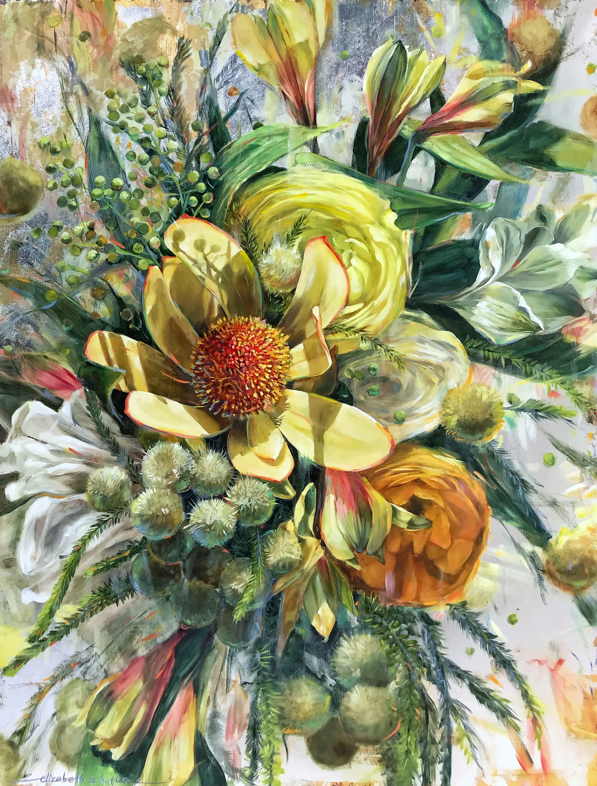 Vitality | oil and silver leaf on wood | 36" x48"  *sold