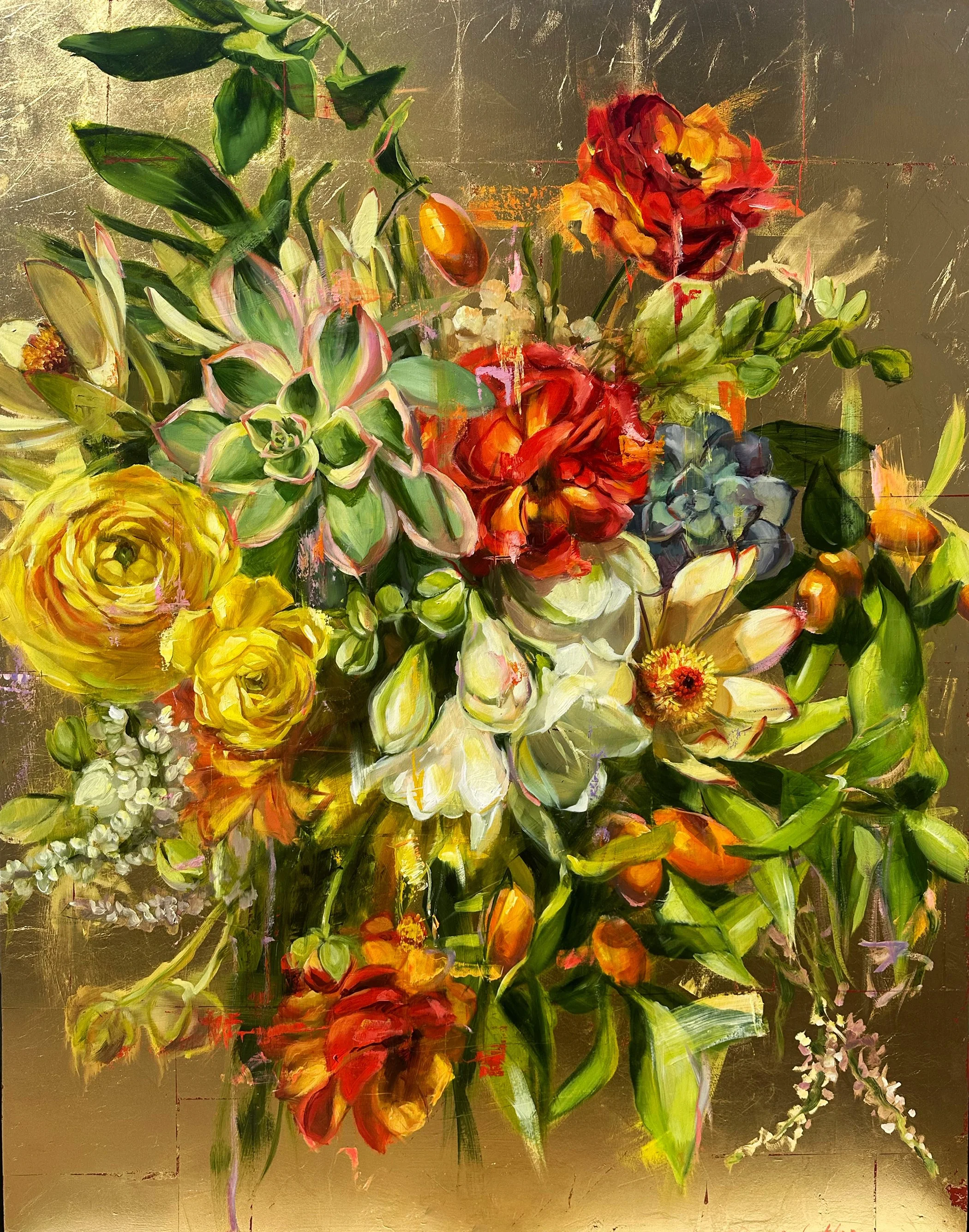 "Untethered" 36 x 48" oil and gold leaf on wood, available through The Good Art Company 