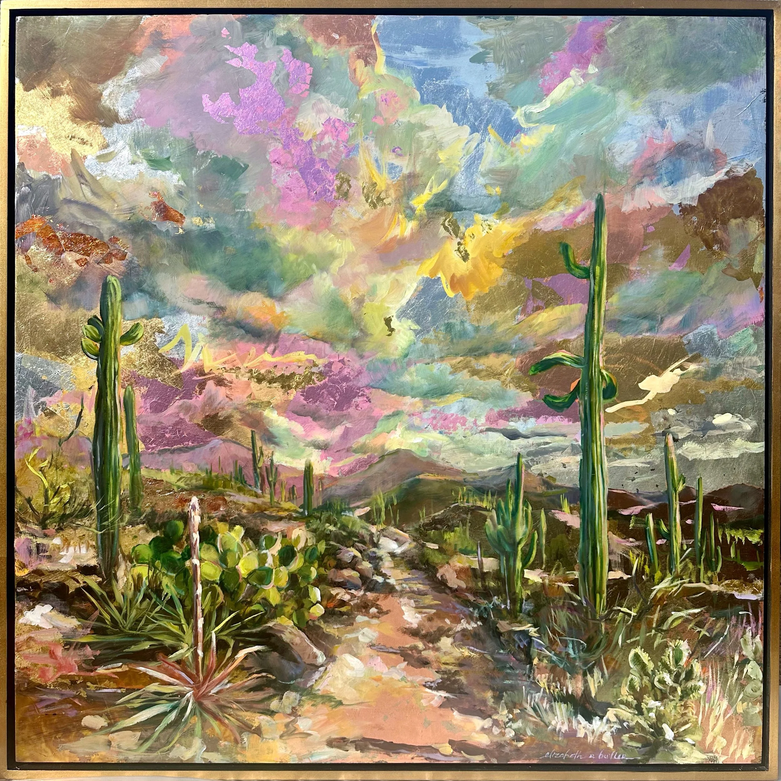 Sonoran Lavender | oil, gold, silver leaf on wood| 40 X 40 in *sold
