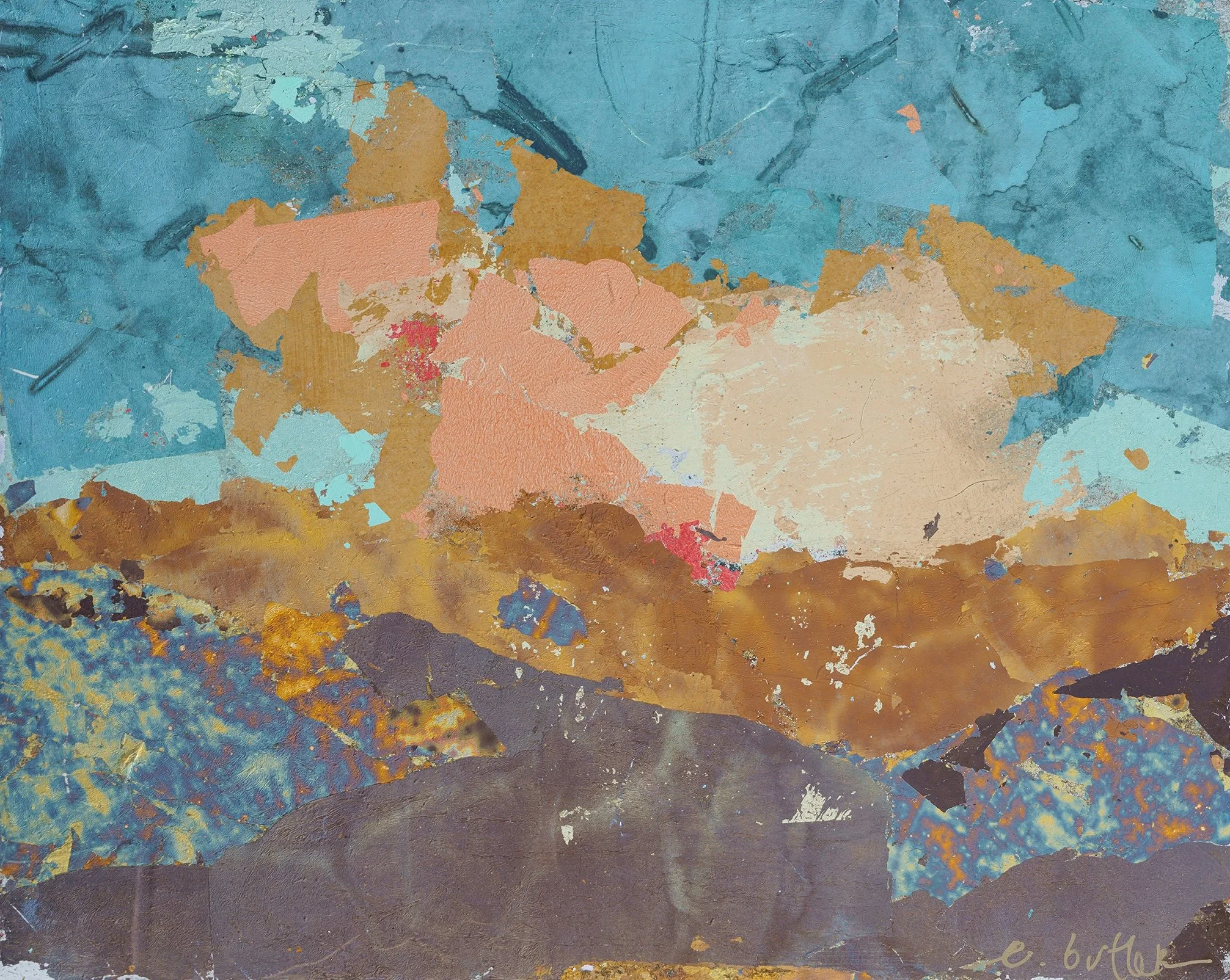 SunBeam mixed metal gold leaf collage painting Elizabeth Butlerweb.jpg