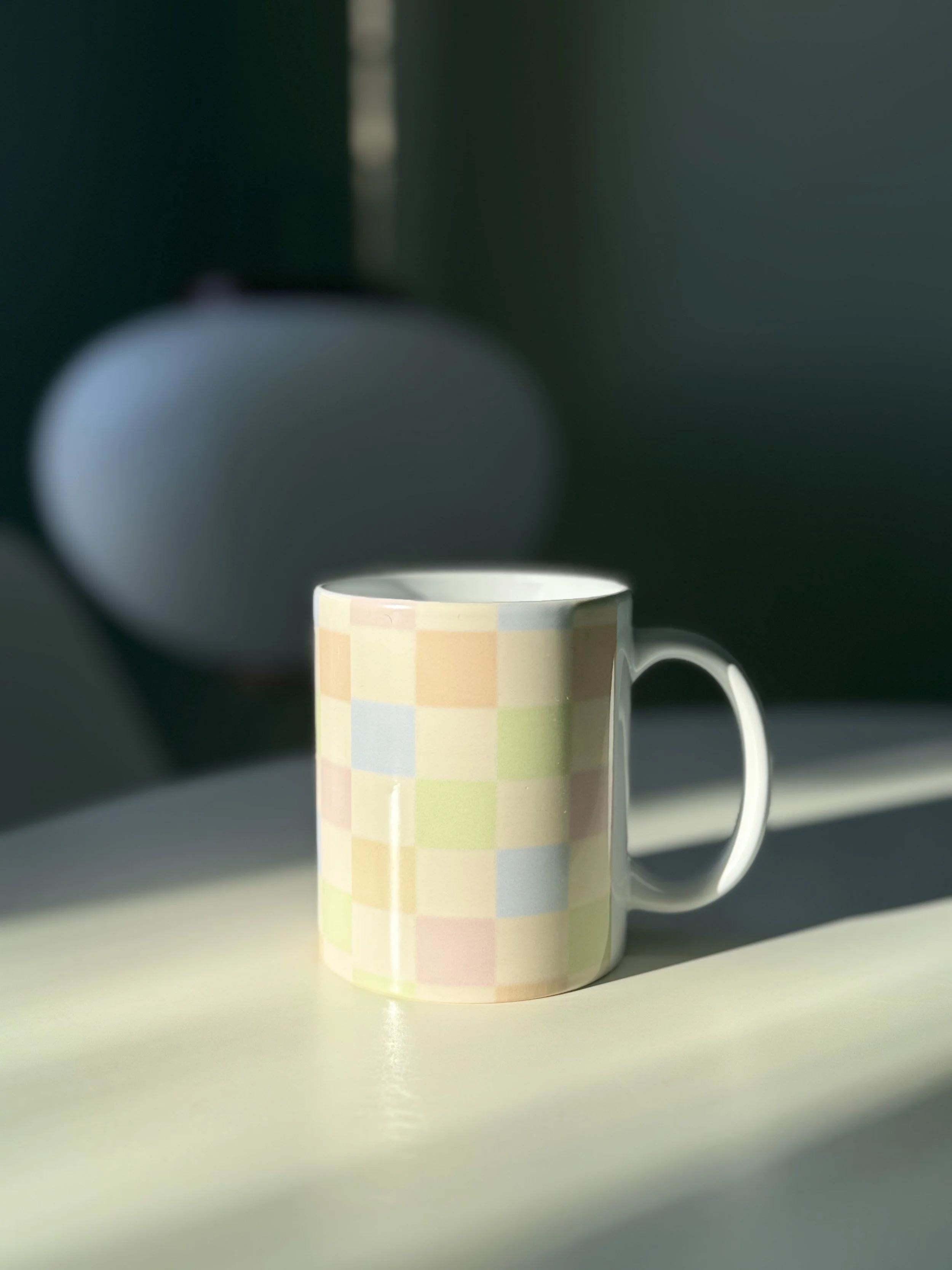 Pastel Checkerboard Ceramic Mug, (11oz, 15oz)