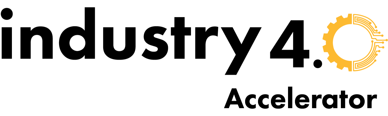 The image shows a black background with stylized yellow words 'TECHNOLOGY INNOVATION' and a yellow gear logo with circuit lines on the right side.