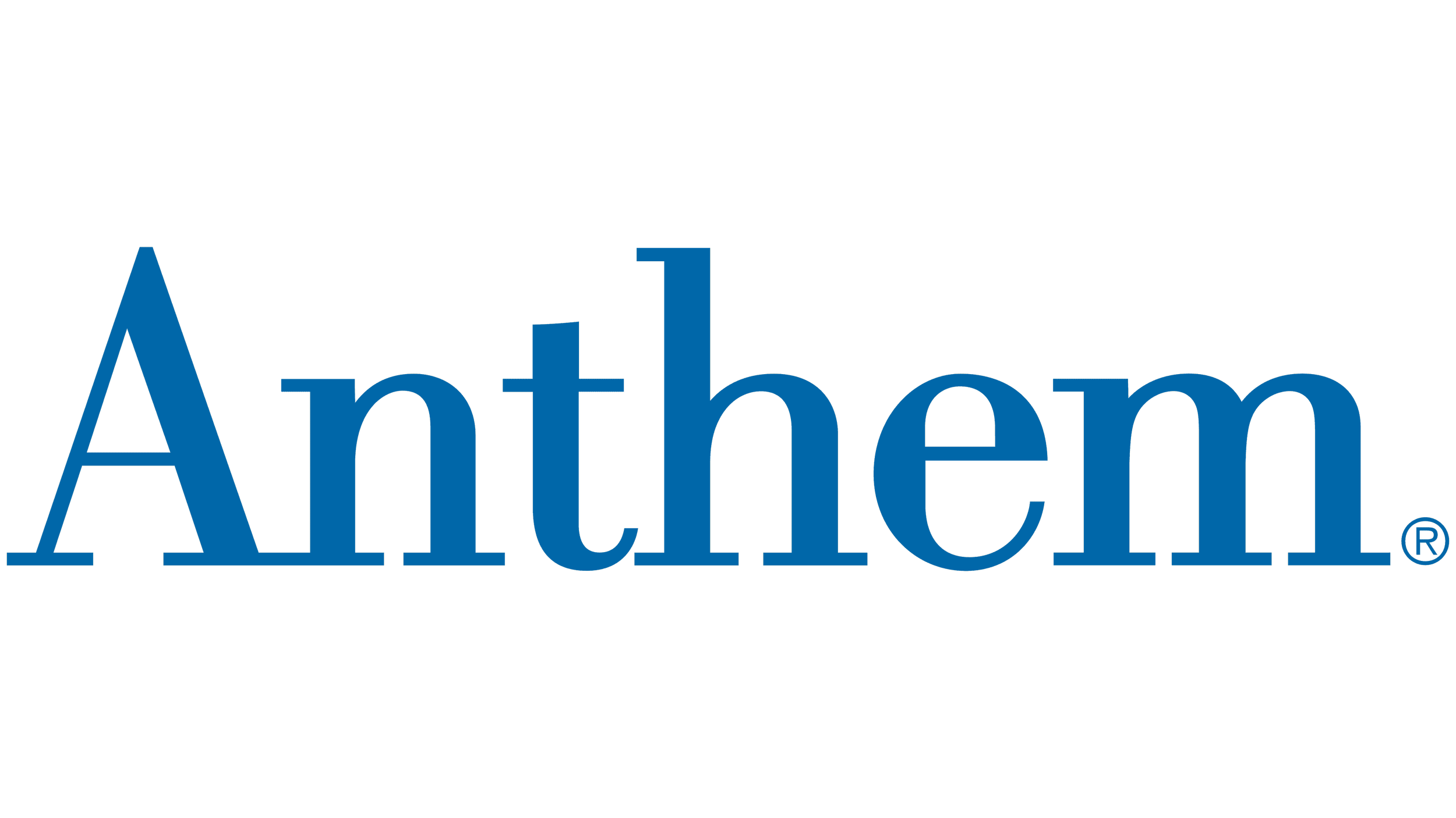 Anthem logo in blue text on a black background.