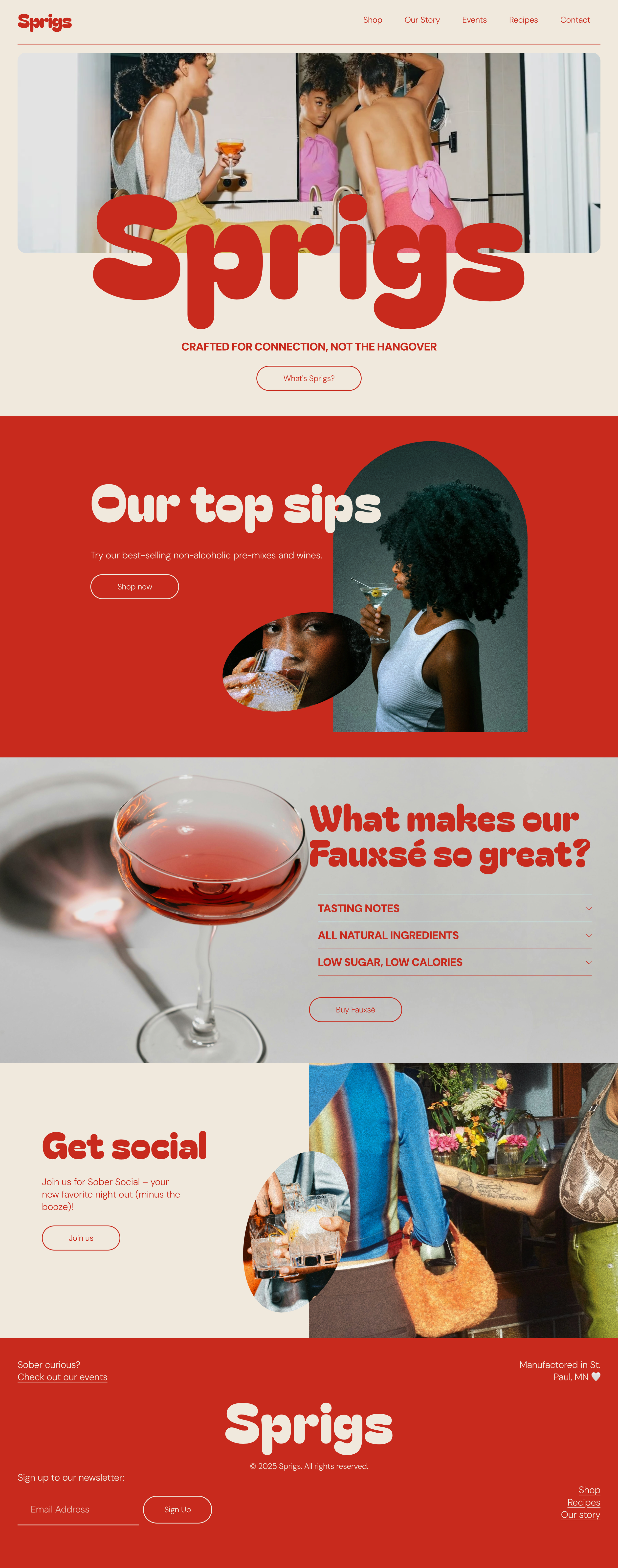 Layout for an entire homepage for a business website featuring different sections.