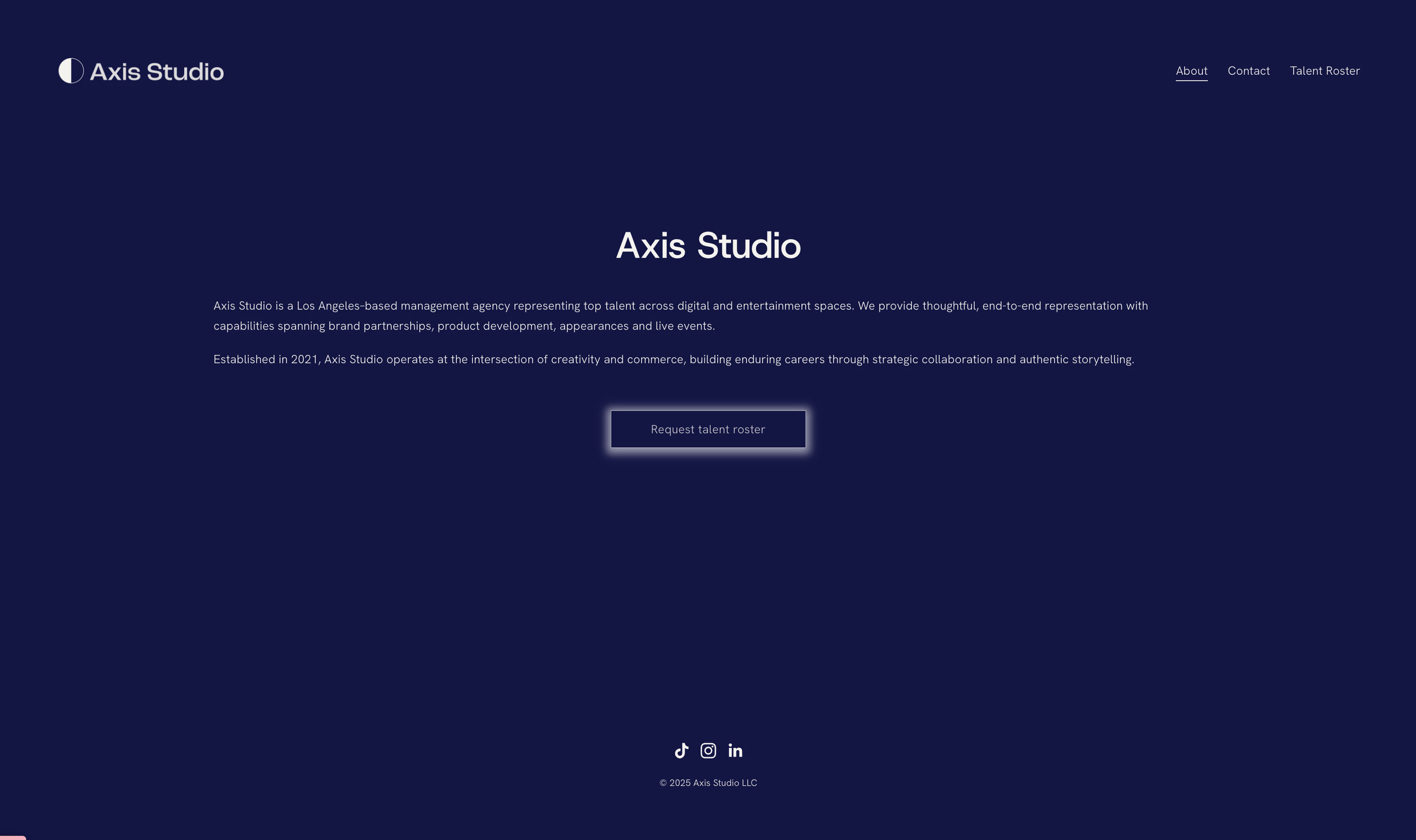 About page for a boutique talent agency website.