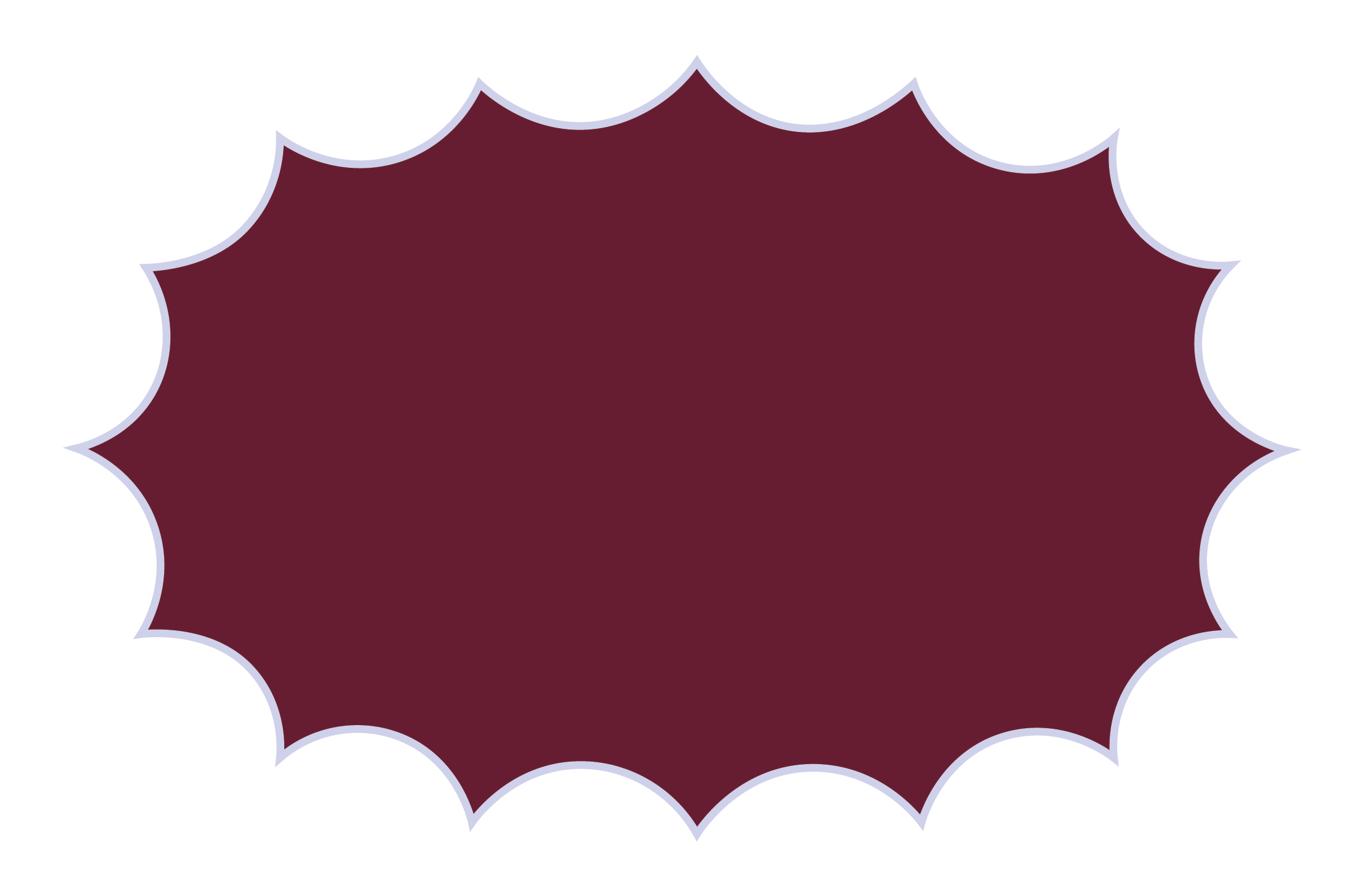 Empty maroon speech bubble with a light purple border on a black background.