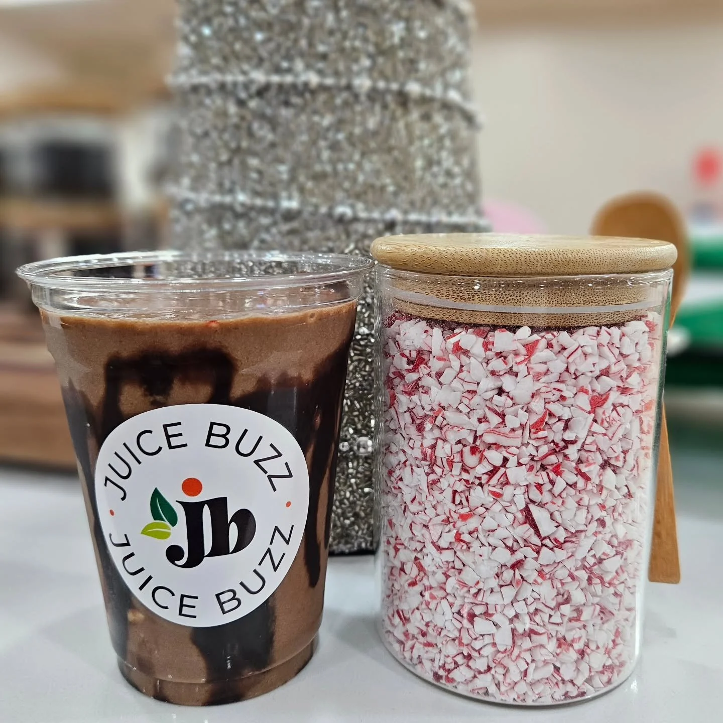 If holiday spirit had a flavor, it would taste JUST like this smoothie 🤤 Our Peppermint Mocha will be around all December!! Along with our Gingerbread Sunrise &amp; Gingerbread Cookie Crush 🍪 Our warm up with our Immune Cider! Hot apple cider with 