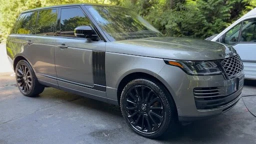 Range Rover after a mobile detail in a Woodinville driveway