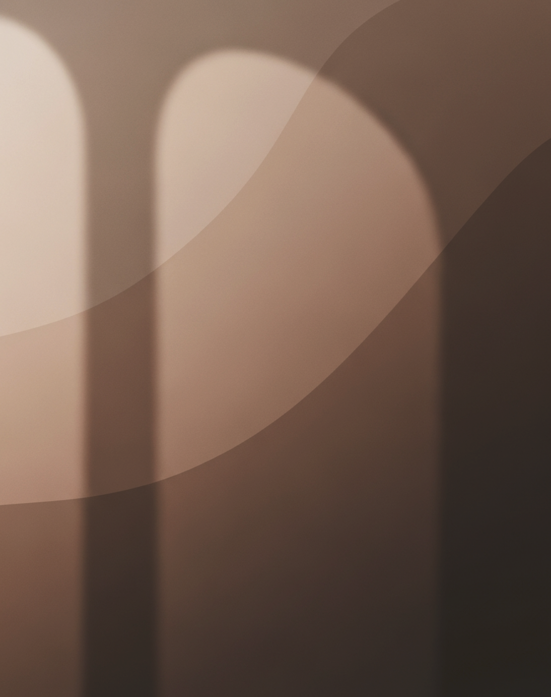 Abstract image with soft curved shapes and gradient shades of beige and brown.