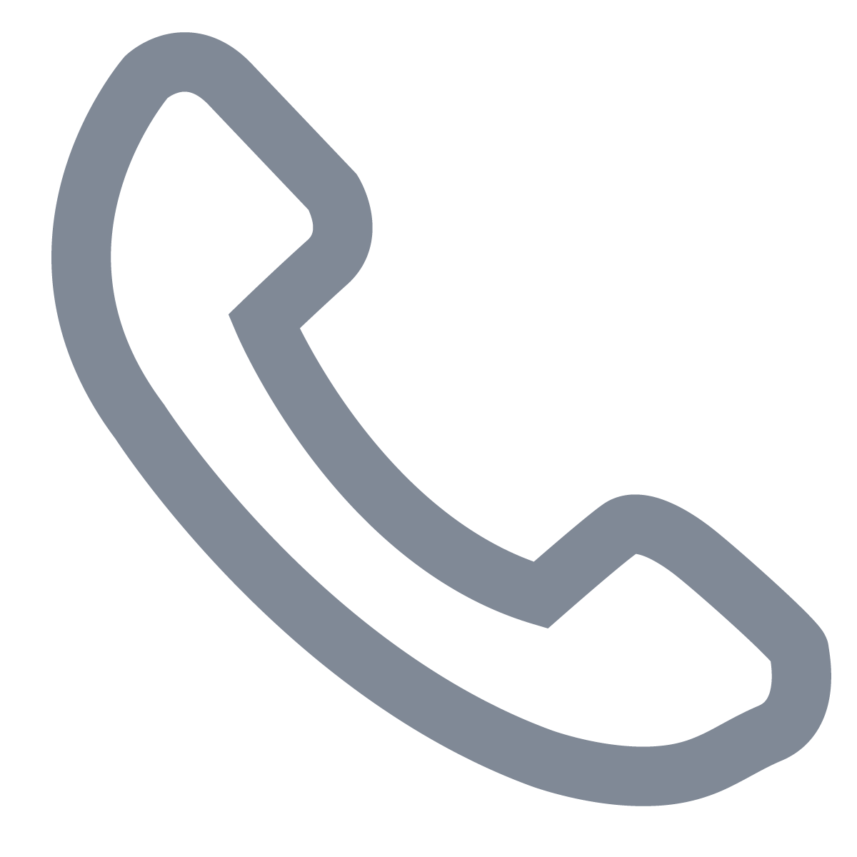 Icon of a telephone handset in gray color.