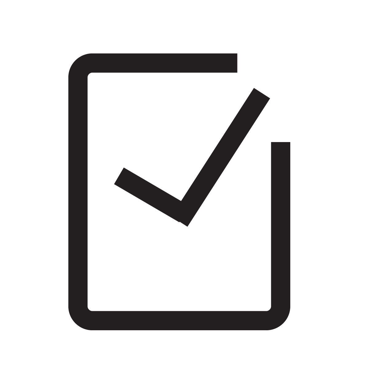 Icon of a checklist with a checkmark inside a square outline.