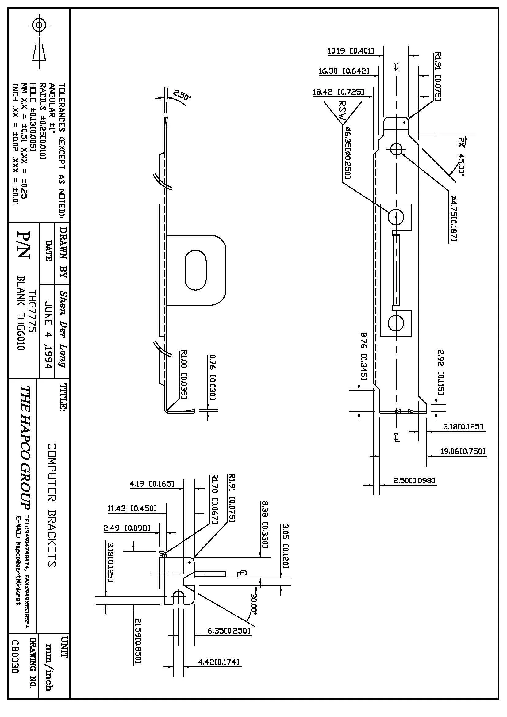 THG 7775 Full-Height PCI Bracket – Security Lock Slot Cutout – Nickel-Plated CRS Steel