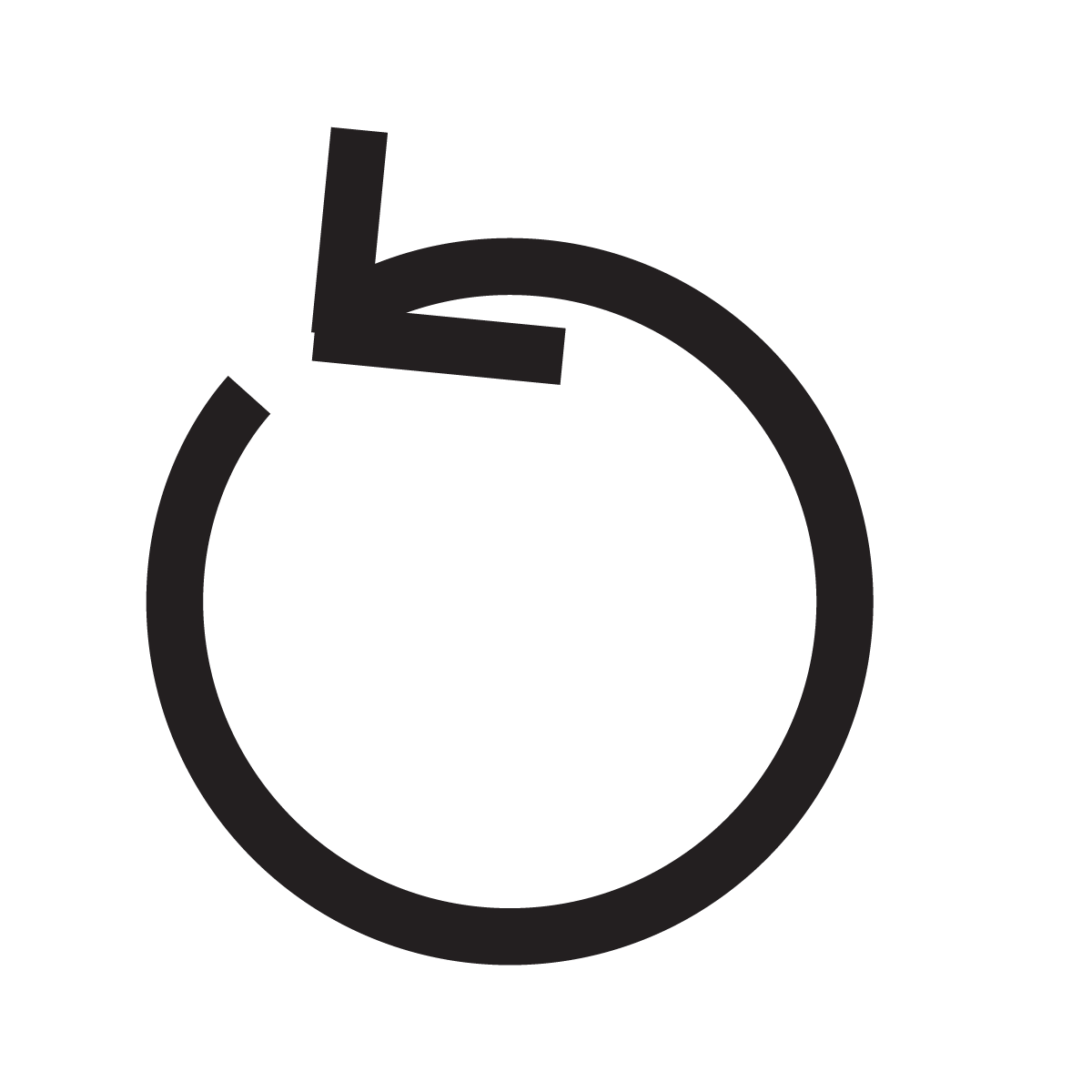 A black and white icon of a circular arrow, indicating a reload or refresh symbol.