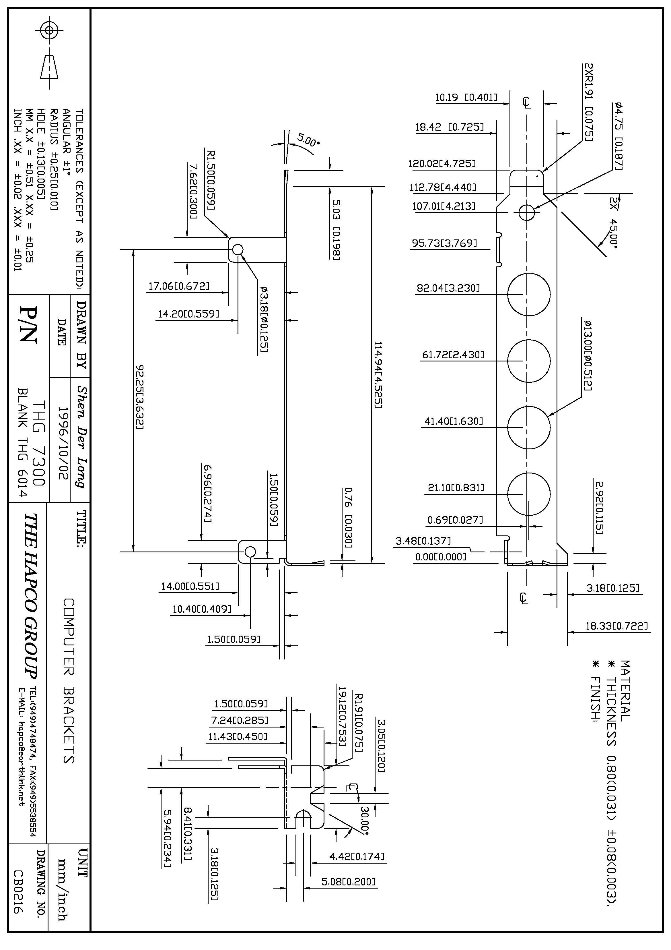 THG 7300 Full-Height PCI Bracket – Triple BNC Cutouts – Nickel-Plated SPCC Steel