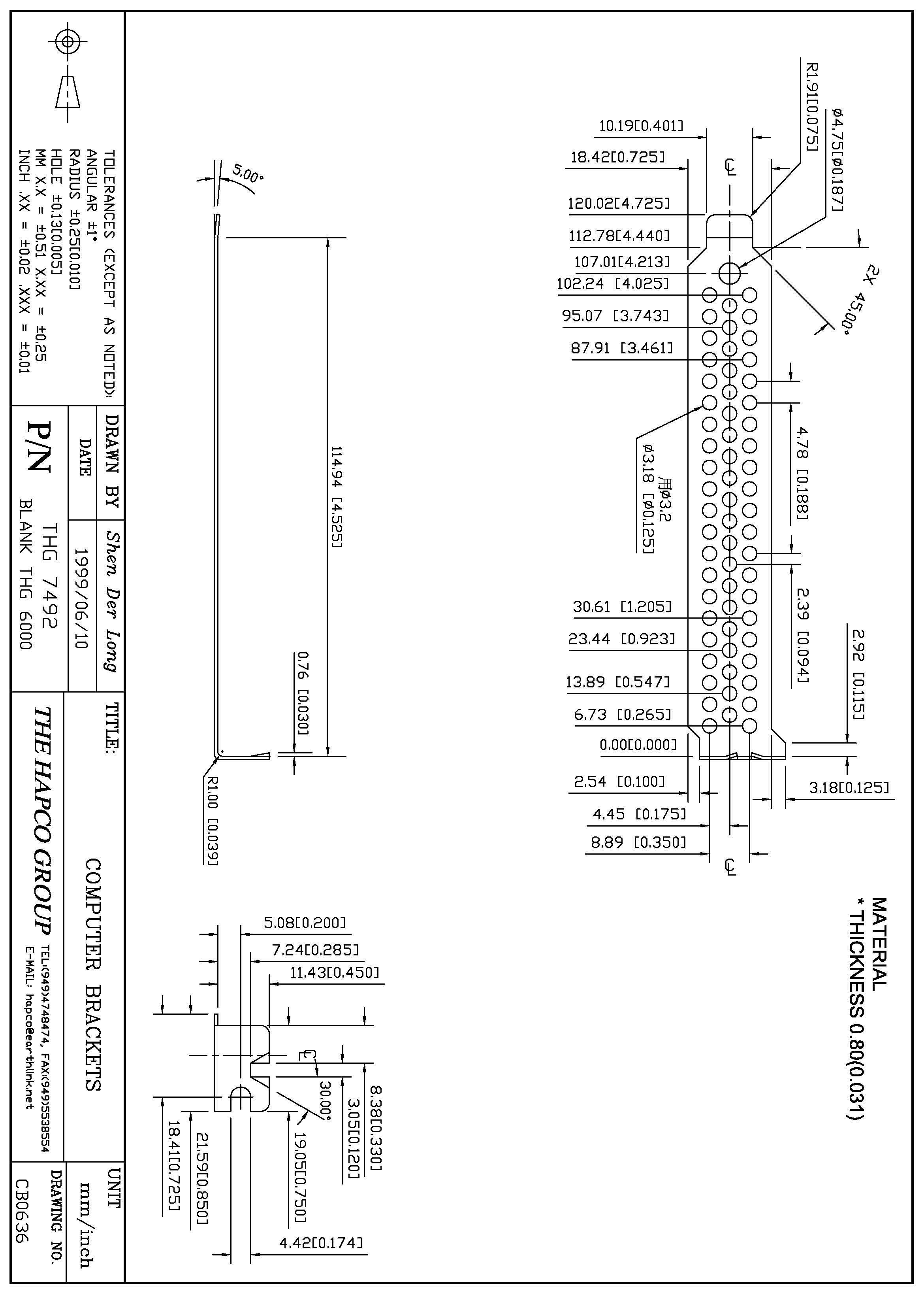 THG 7492 Full-Height PCI Bracket – Ventilation Cutouts – Nickel-Plated SPCC Steel