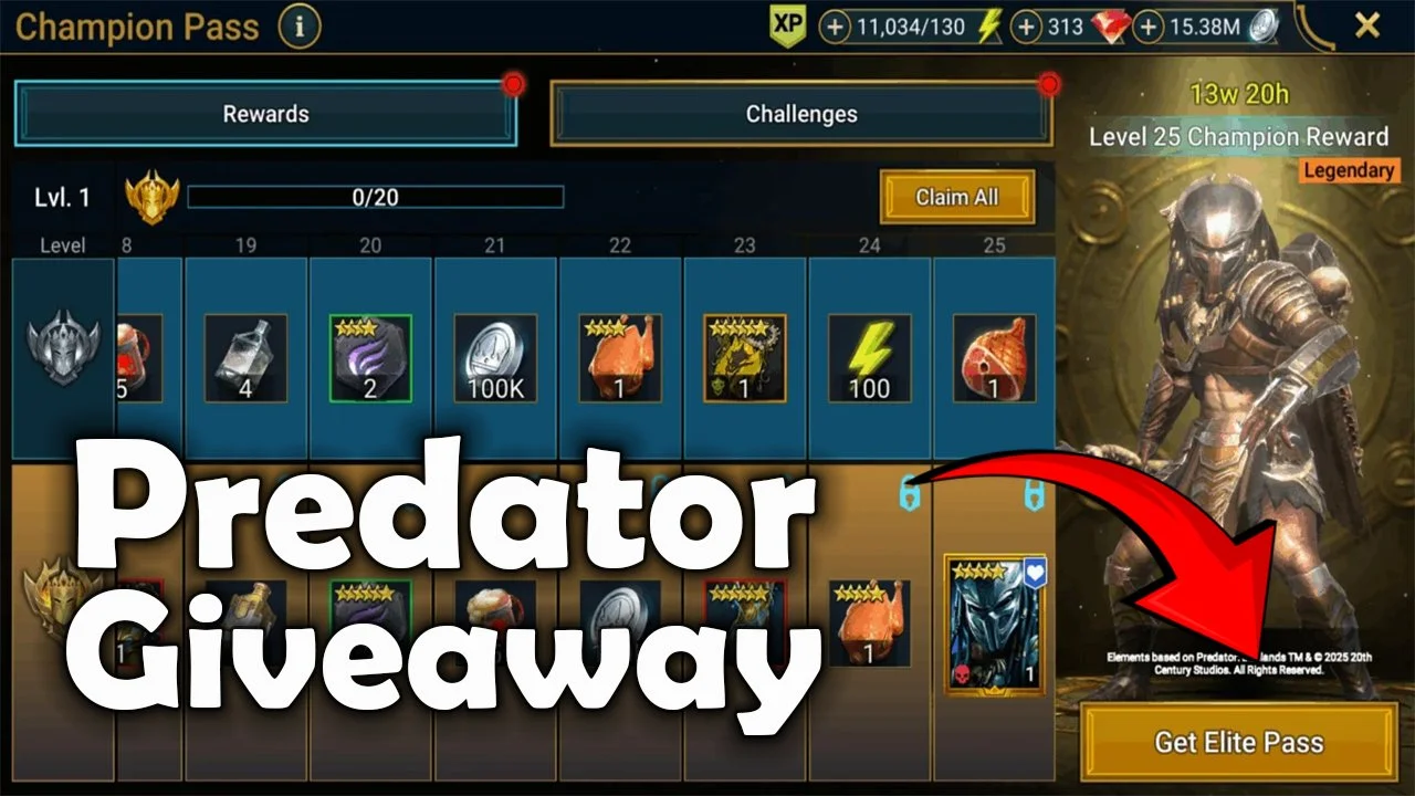 Predator Champion Pass Giveaway Raid Shadow Legends