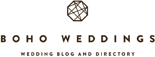 Boho Weddings logo with geometric icon and text indicating a wedding blog and directory