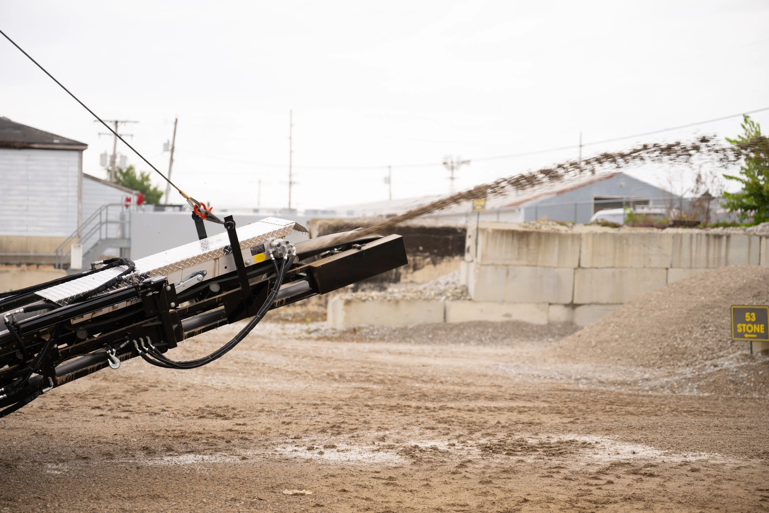Material being slung from a p-shooter
