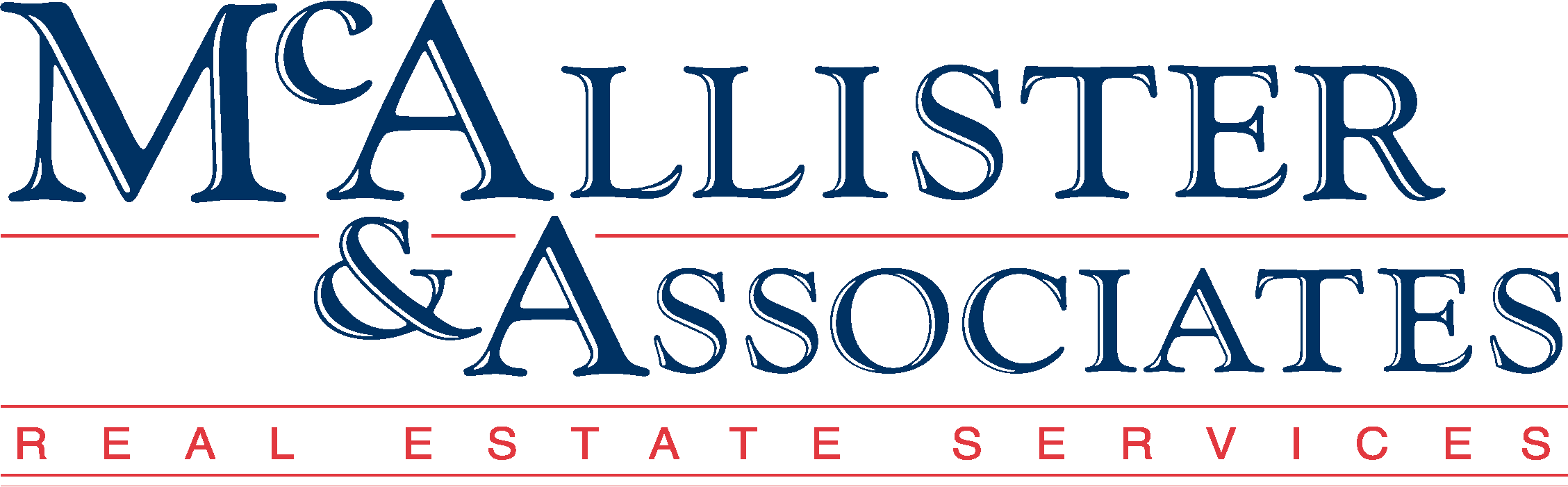 Logo of McAllister & Associates Real Estate Services featuring blue and red text.