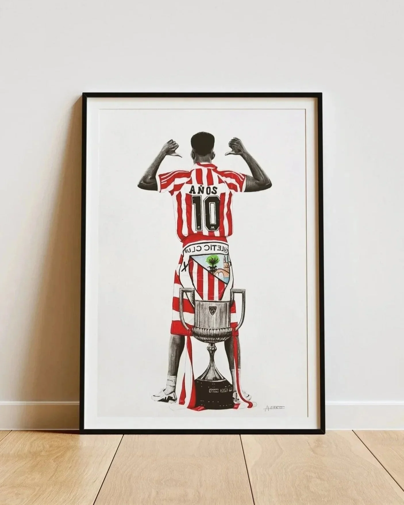 Dibujo Ilustración a mano con lápices de colores de Iñaki Williams jugador de futbol profesional 