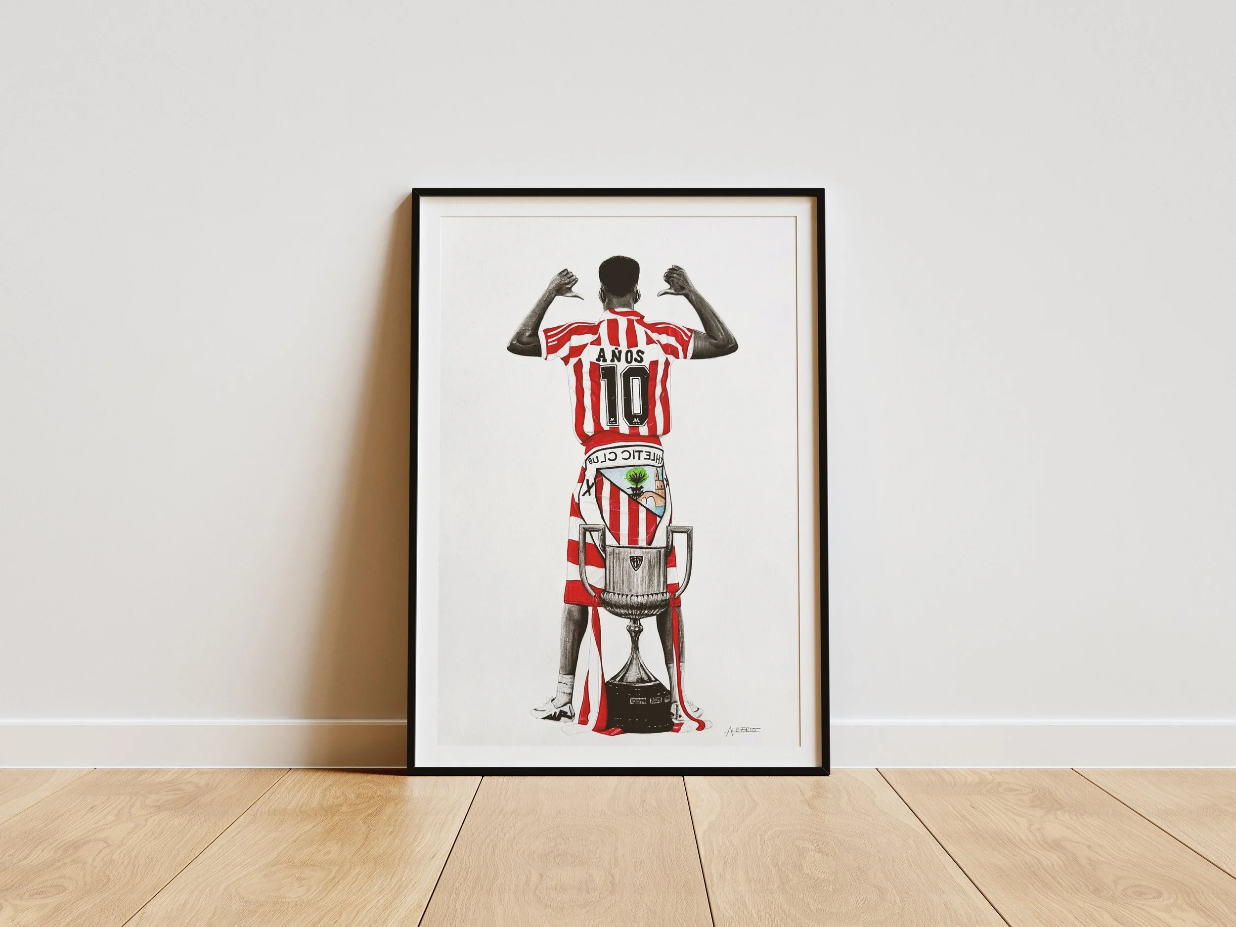 Dibujo Ilustración a mano con lápices de colores de Iñaki Williams jugador de futbol profesional