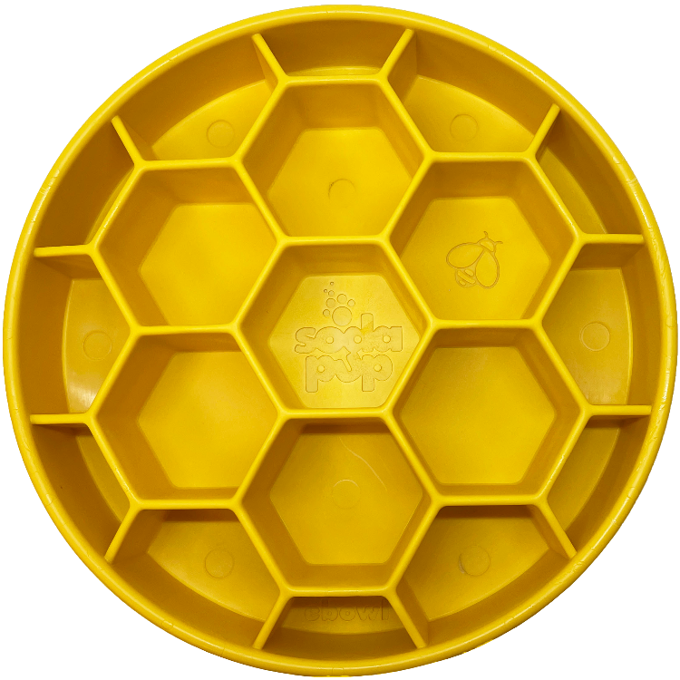 SodaPup Honeycomb Slow Feeder Bowl — Yellow