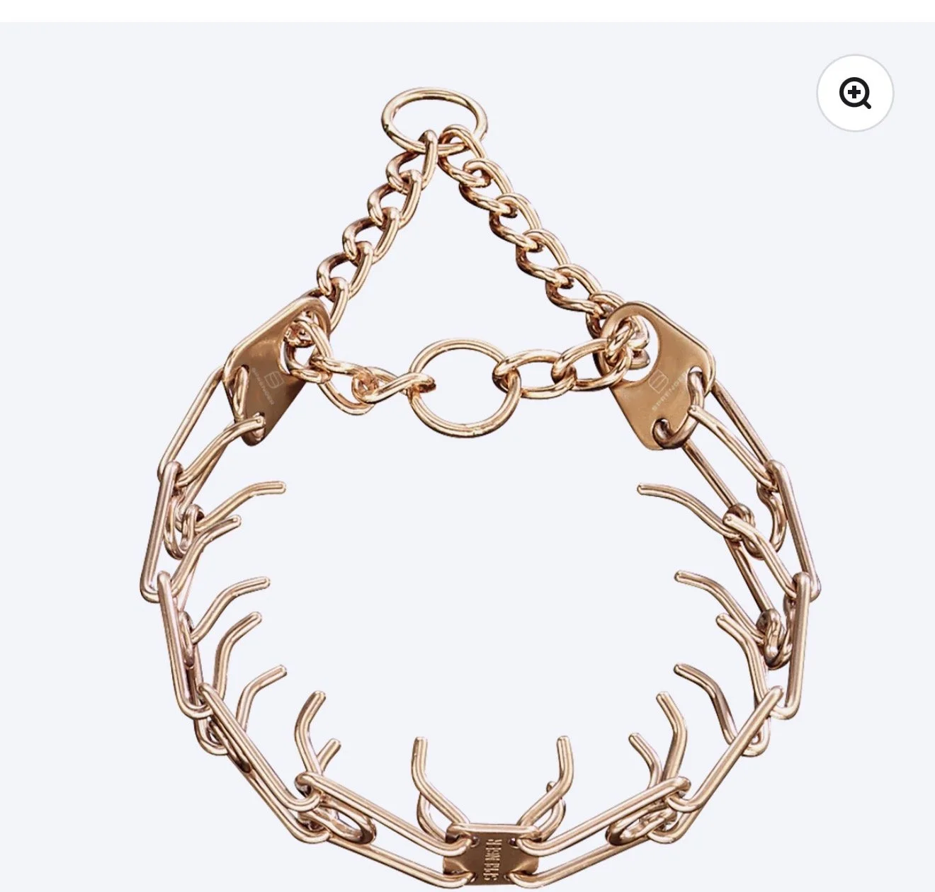 A necklace made of interconnected gold-colored chains.