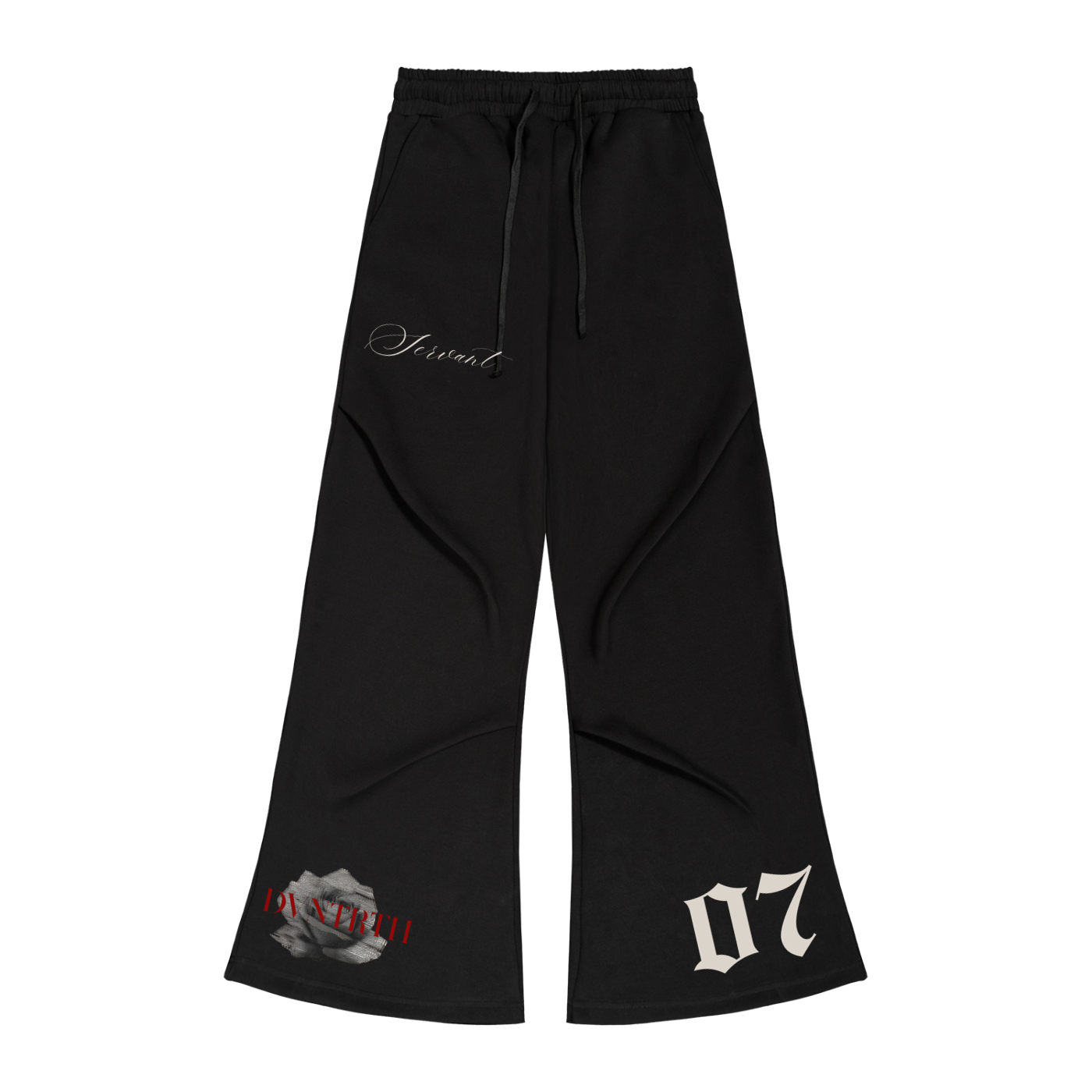 DVNTRTH brand || Pleated Wide-Leg Drawstring Pants