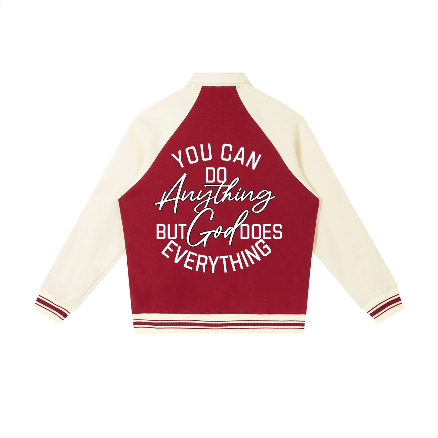 But God Does Everything || Contrast Raglan Sleeve Baseball Jacket