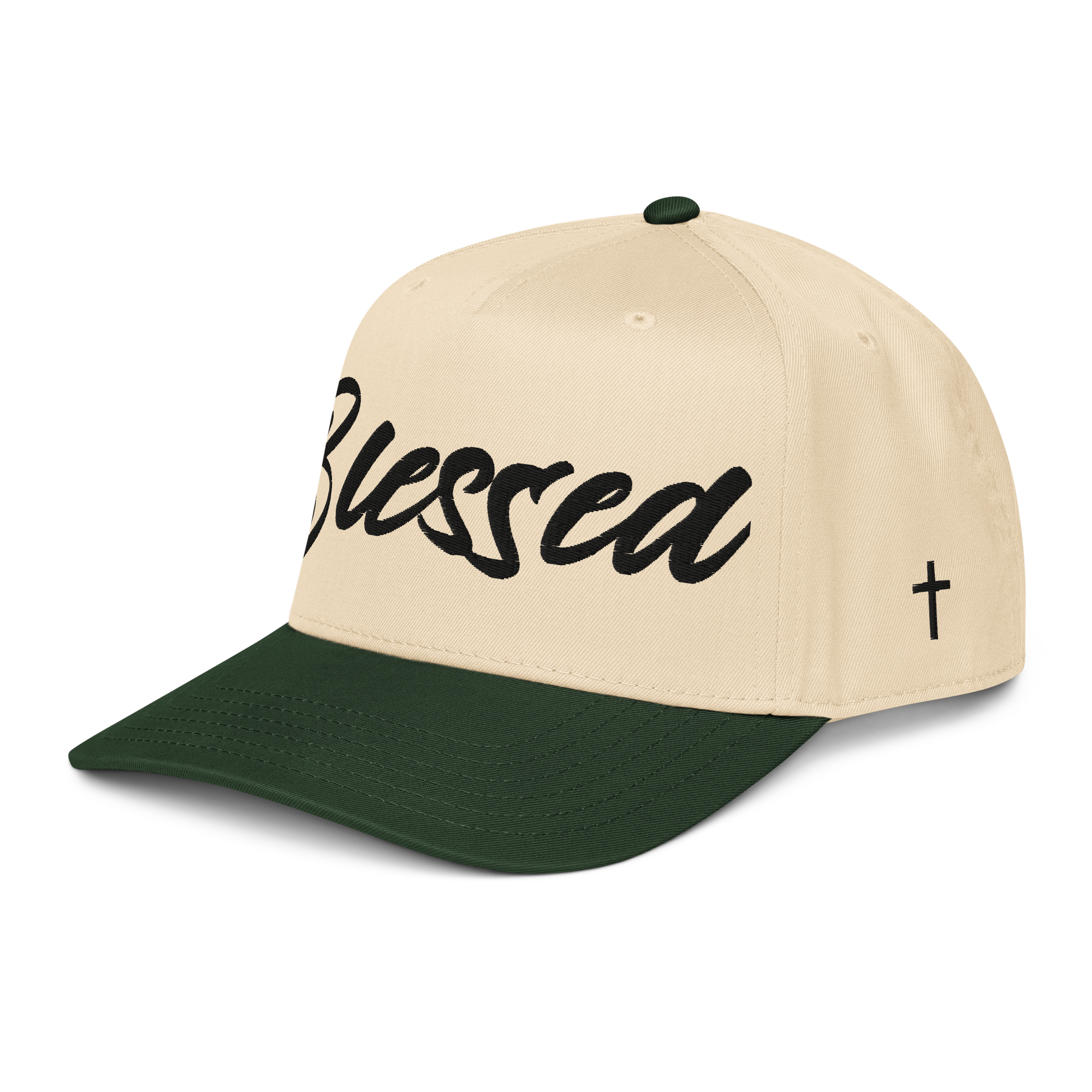 Blessed || 5-Panel 3D Embroidery Contrast Brim Cap