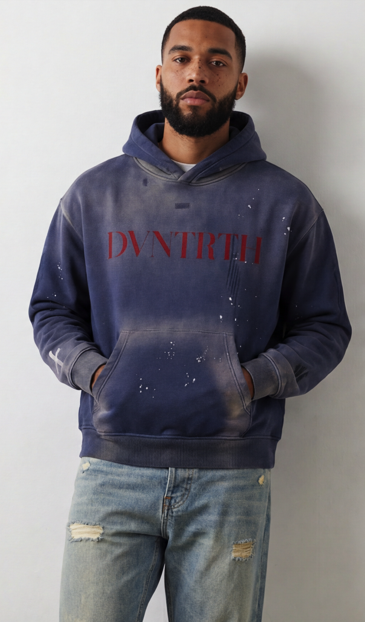 DVNTRTH x Red || Vintage Washed Frayed Fleece Hoodie