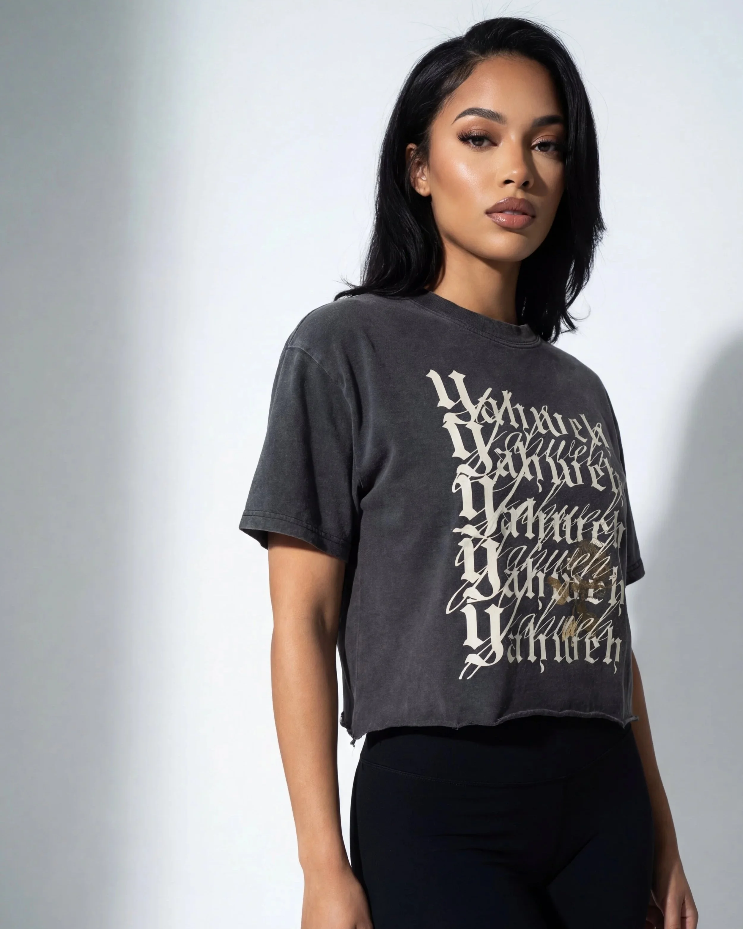 Yahweh x Gold Rose || Vintage Wash Boxy Distressed Hem Tee