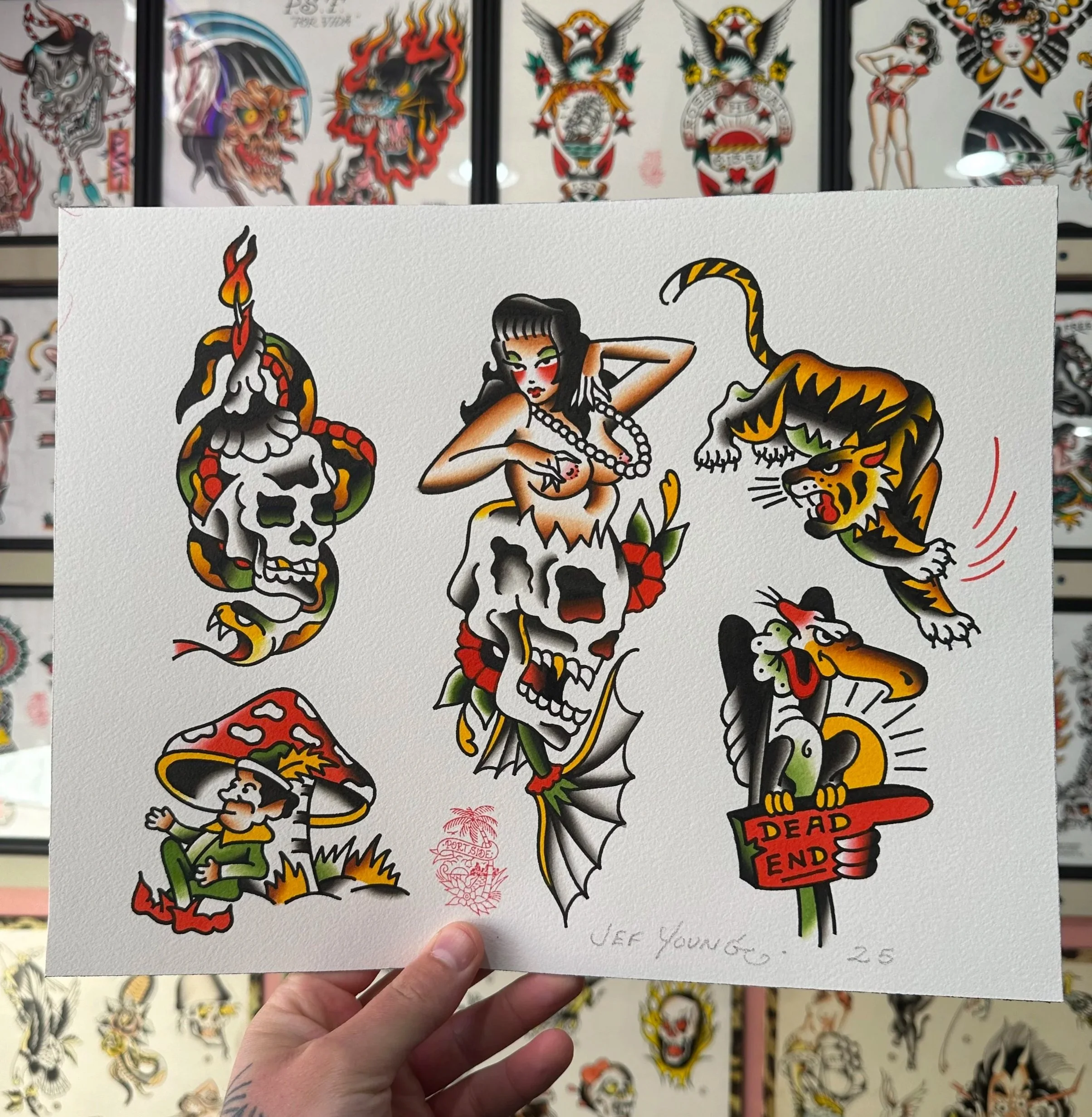 Walk in tattoos by Jeff Young traditional tattoo artist in San Diego