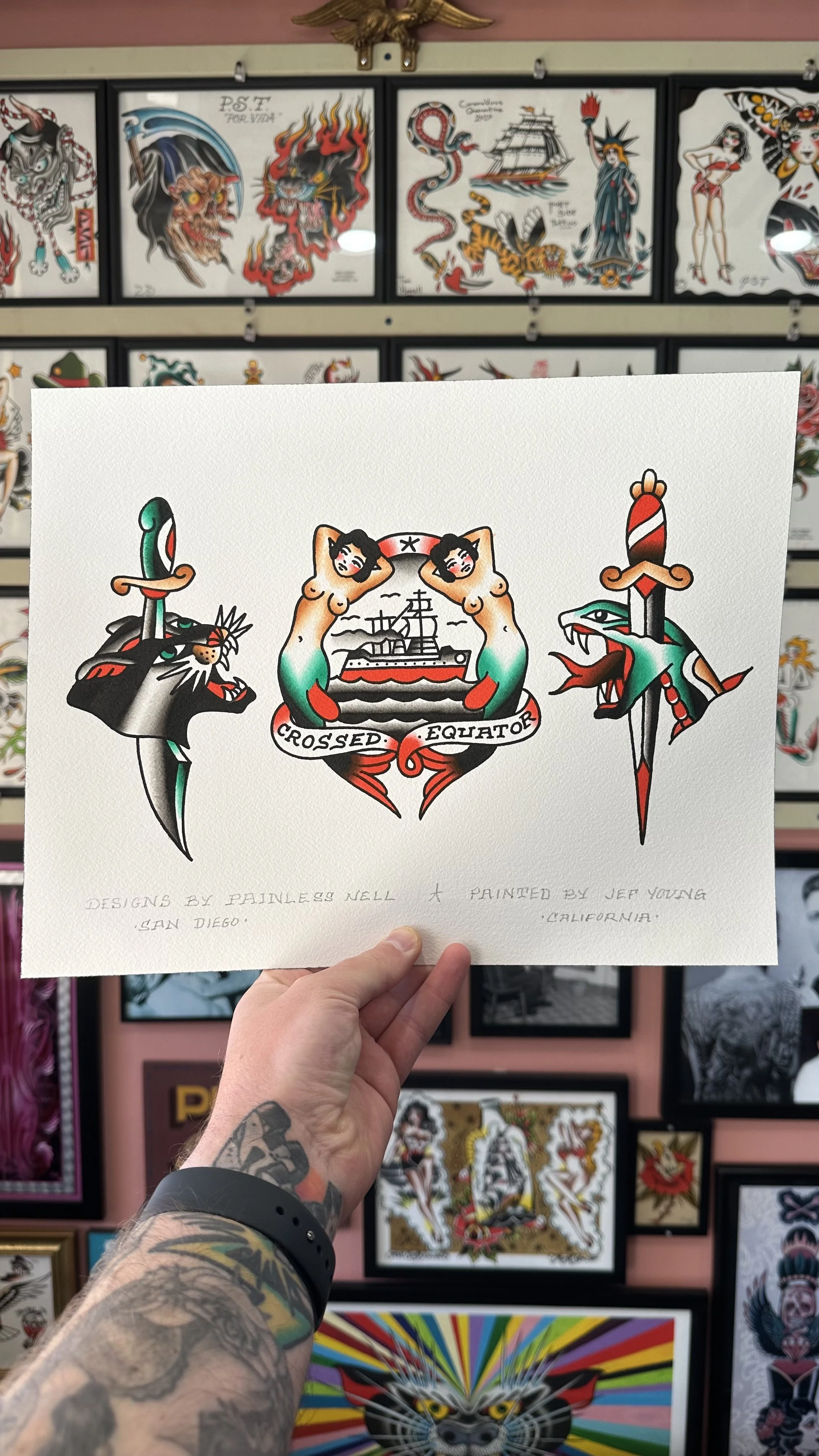 Custom and Flash tattoos by Jeff Young traditional tattooer in San Diego CA
