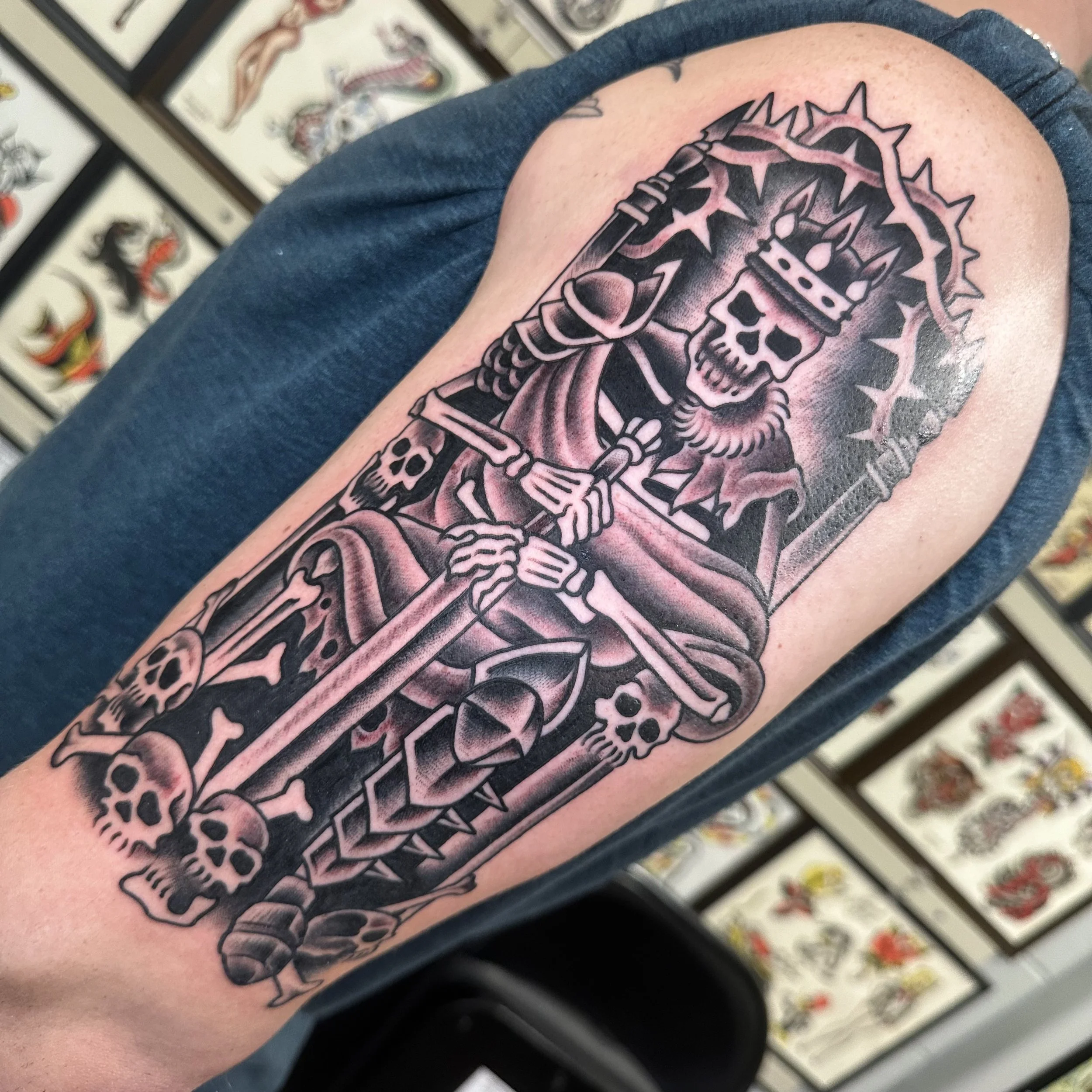 Black and grey traditional tattoo by Jeff Young, SoCal tattoo artist