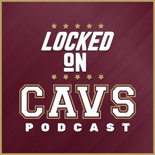 A wall graphic featuring the Cleveland Cavaliers logo, the verified checkmark, and the Houston Rockets logo, with a digital code overlay.