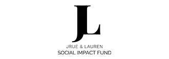 Logo for JRUE & LAUREN SOCIAL IMPACT FUND with a large black letter 'L' at the top.