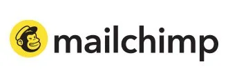 Mailchimp logo featuring a yellow chimpanzee head with a black outline and the word 'mailchimp' in black lowercase letters.