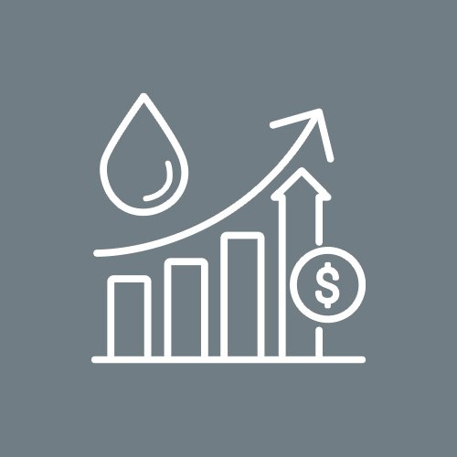 Icon of a bar chart and upward arrow symbolizing decades of experience in independent energy exploration