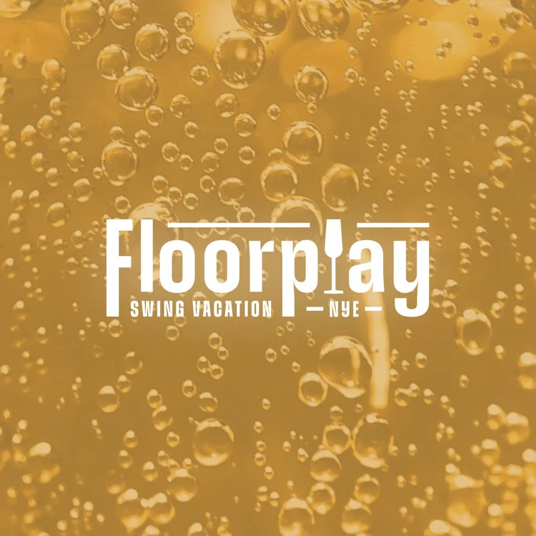 Close-up of a carbonated beverage with bubbles rising in a golden-colored liquid, with the word 'floorplay' and additional text overlaid.