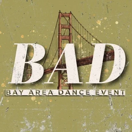 Poster promoting a Bay Area dance event featuring an illustration of the Golden Gate Bridge with a grunge texture background.