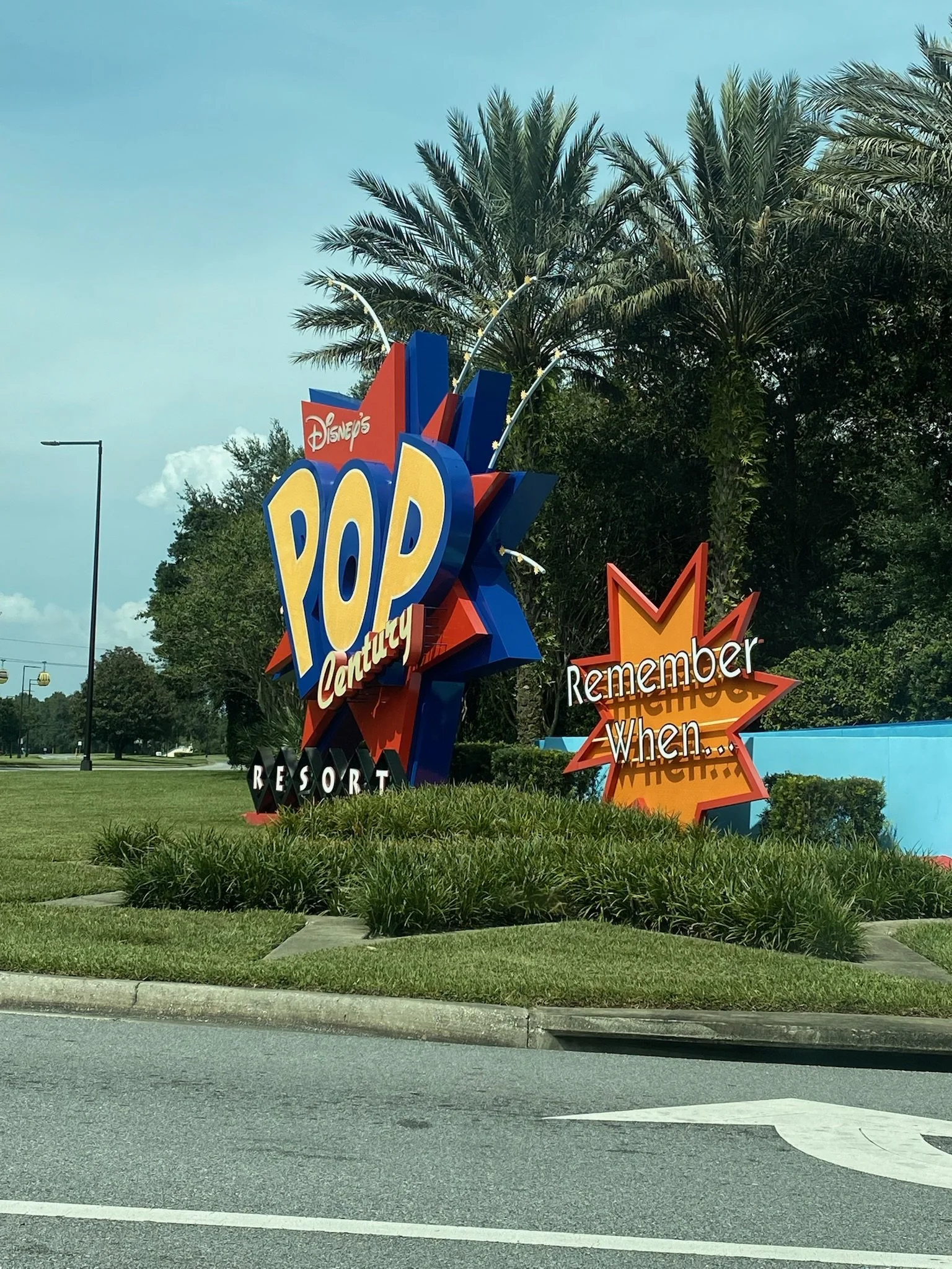 Colorful resort sign with 