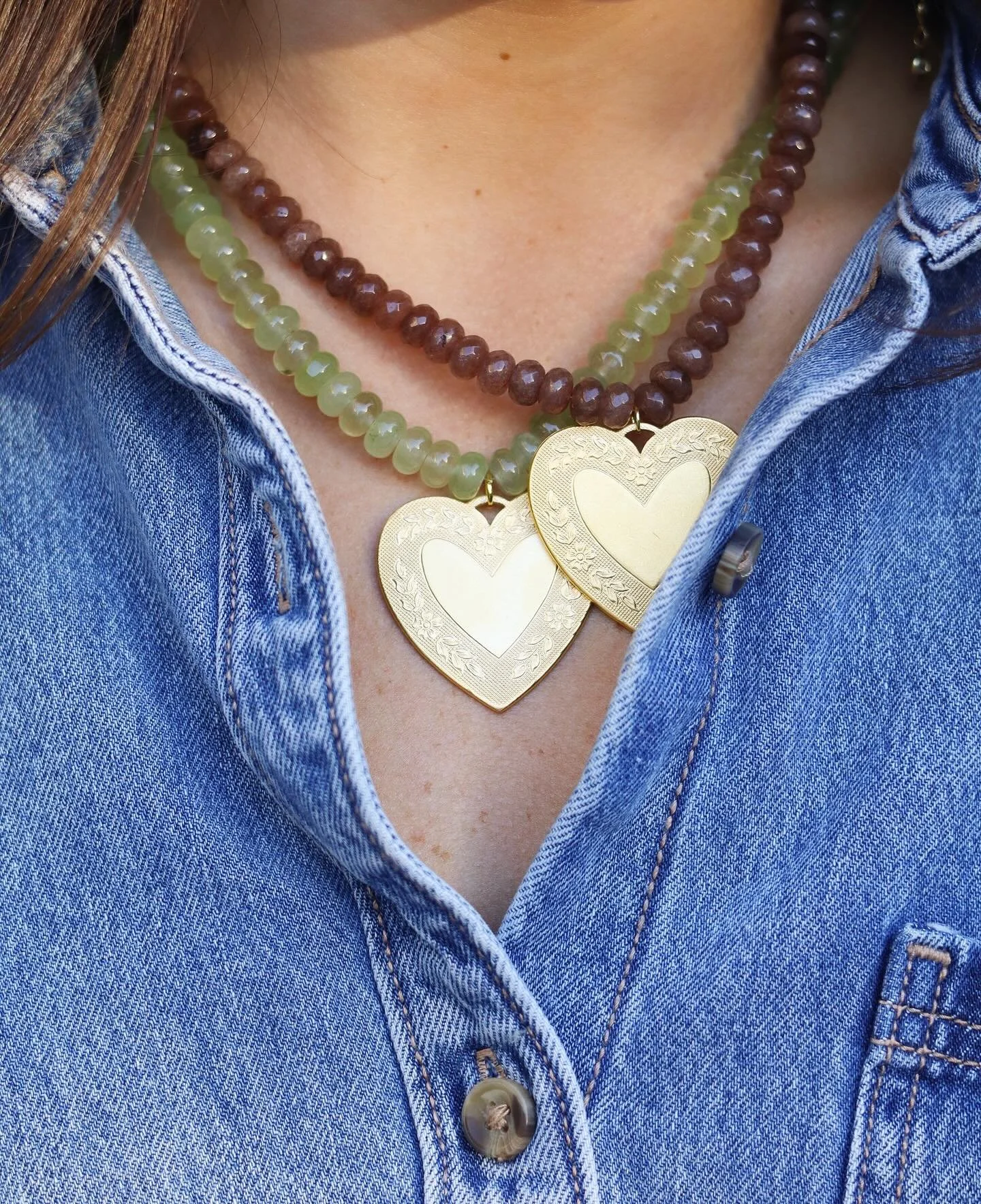 We are already down to one of each of these heart beaded necklaces! Order yours today 🤎