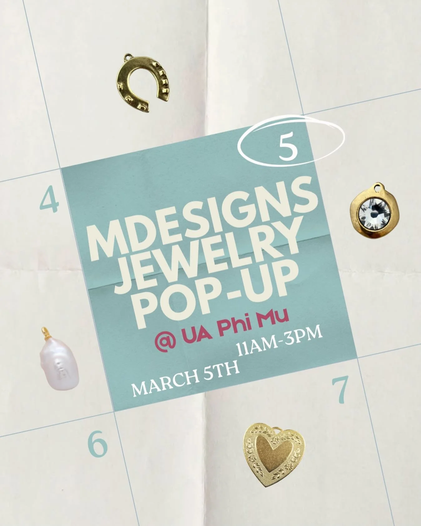 @uaphimu see you Thursday!!!!!! Lots of spring break jewels + collar charm bar + our classic earring styles + more! 💘💘💘 

Mark your calendars for Thursday, March 5th 11am-3pm!