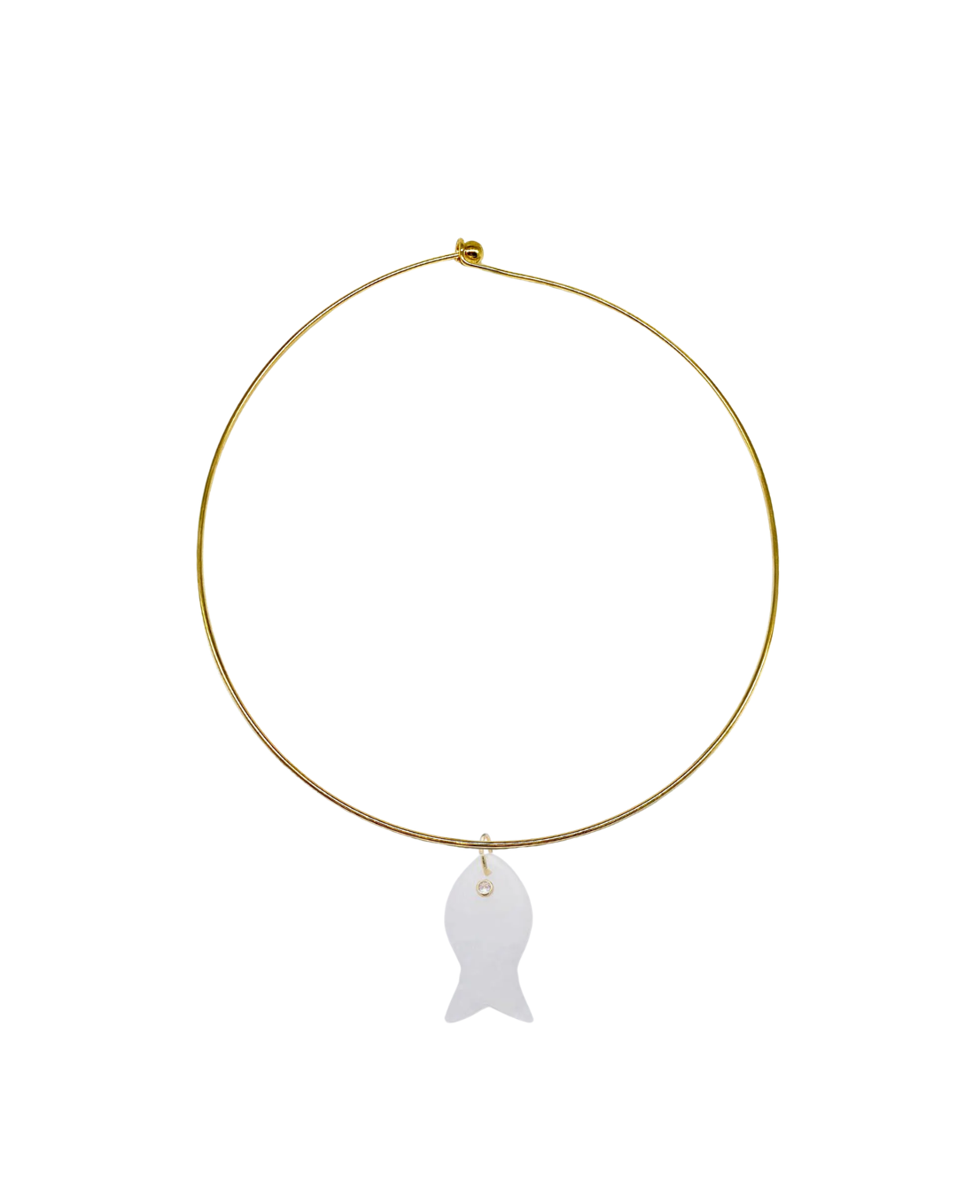 White Gemstone Fish Collar Necklace